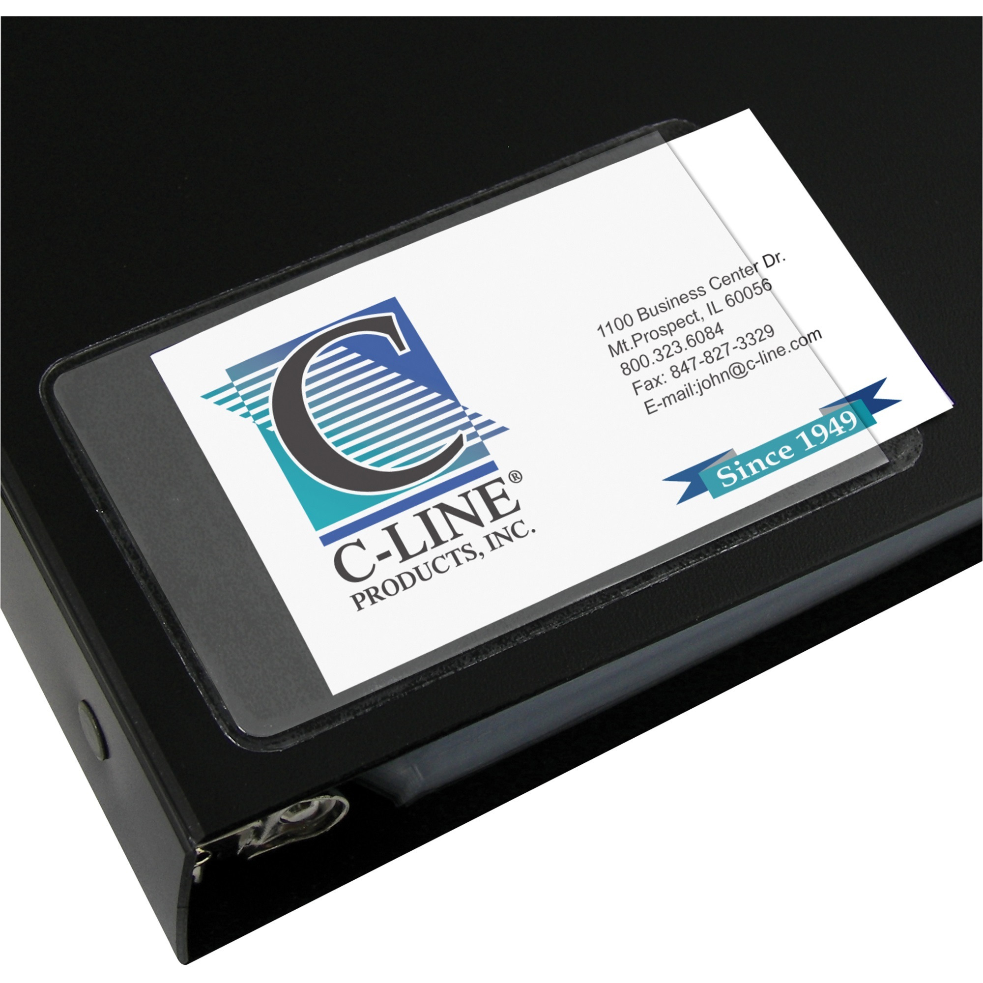 Self-Adhesive Business Card Holder, Side Load, 2 x 3 1/2, 10/PK (Set of 5 PK)