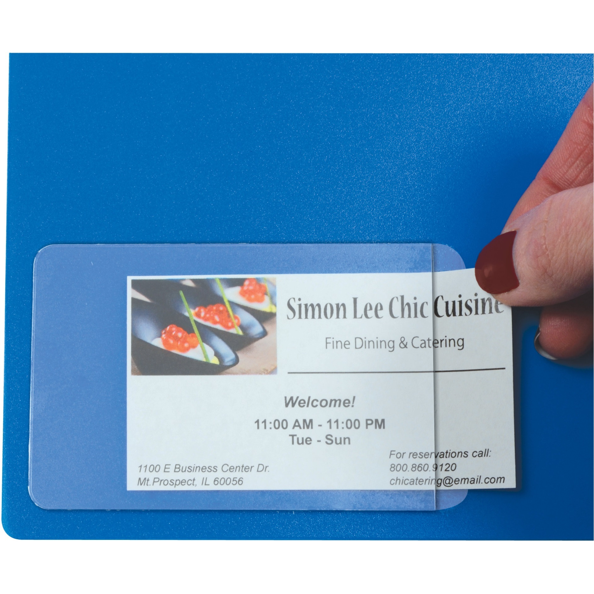 Self-Adhesive Business Card Holder, Side Load, 2 x 3 1/2, 10/PK (Set of 5 PK)
