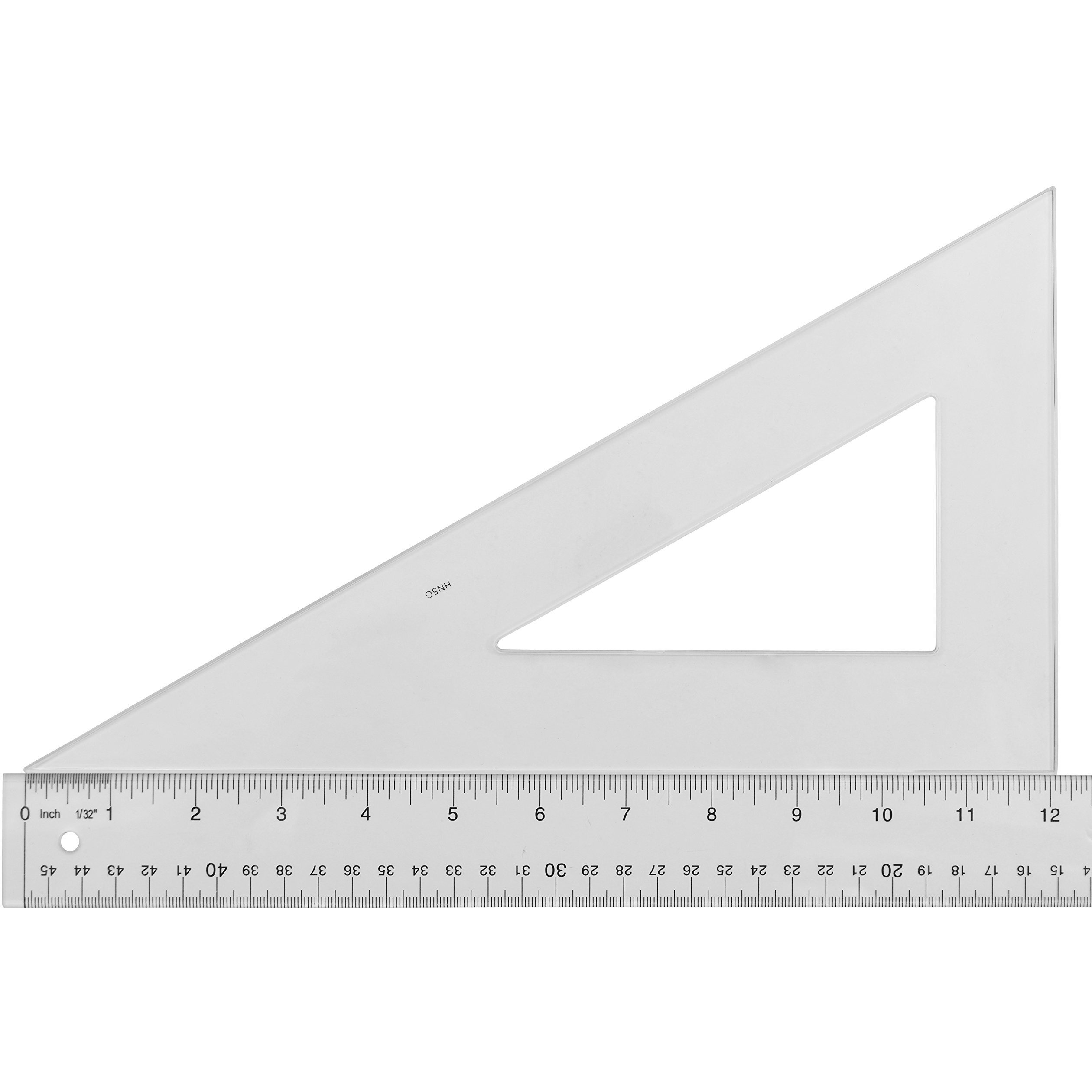 Westcott Transparent Triangular Polystyrene Ruler, 12 Inches, 30 and 60 Degrees