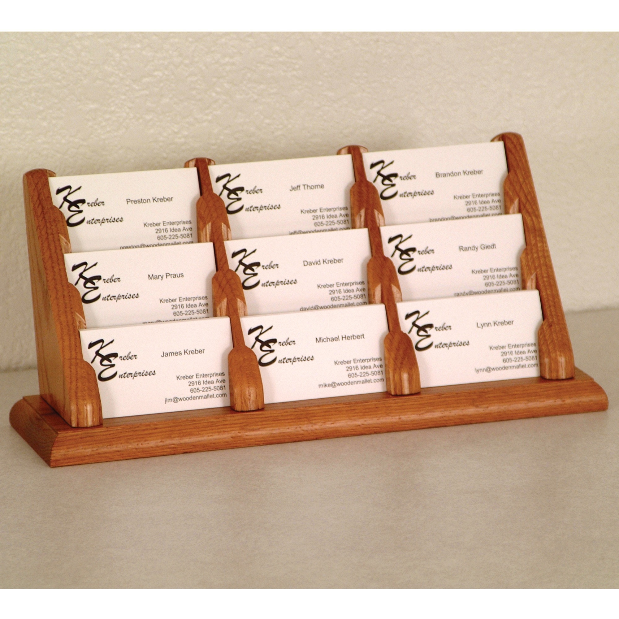 Wooden Mallet 9 Pocket Countertop Business Card Holder, Medium Oak