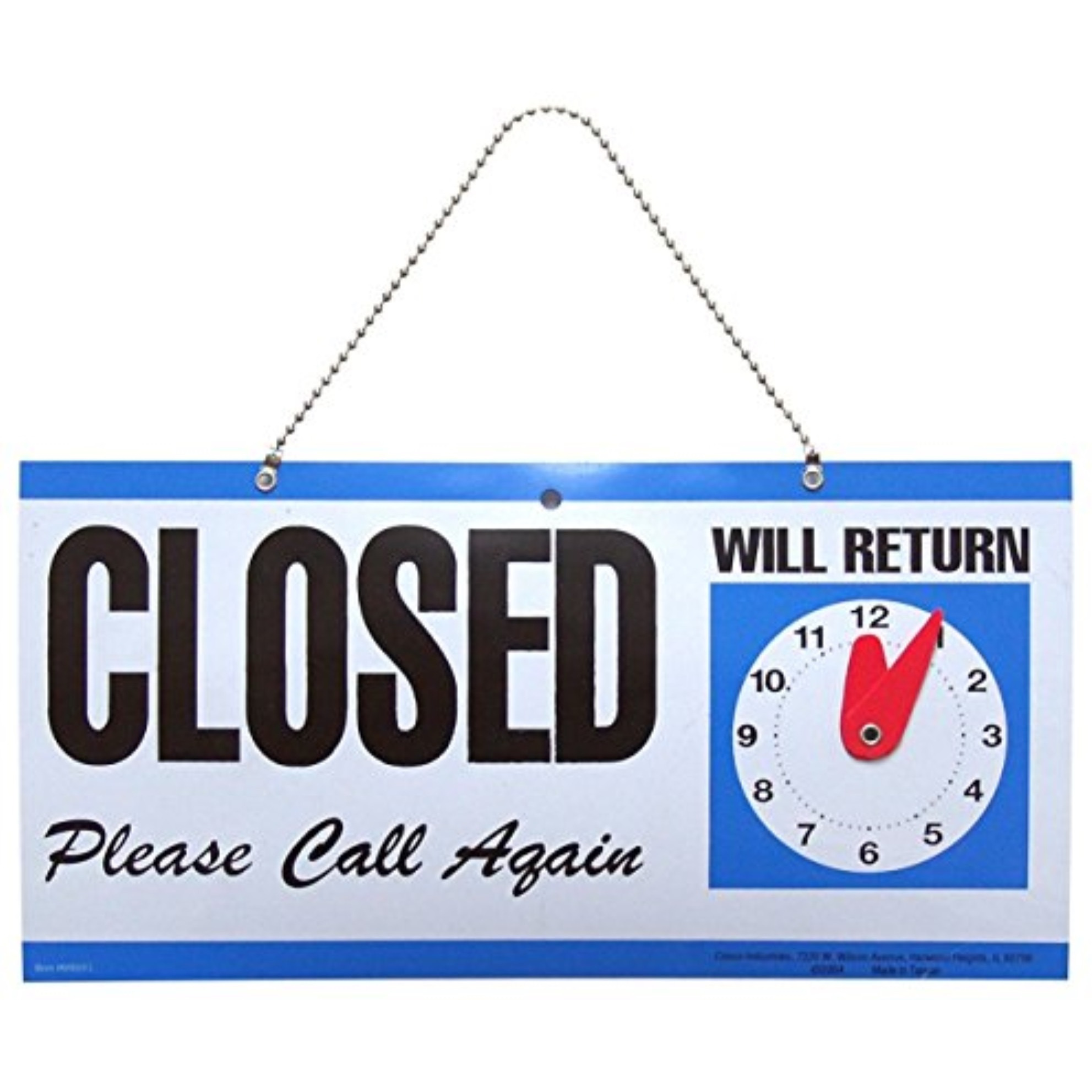 5027203 CLOCK SIGN OPN/CLS 6X12"" Hillman English White Open/Close Clock Sign 6 in. H X 12 in. W (Pack of 3)