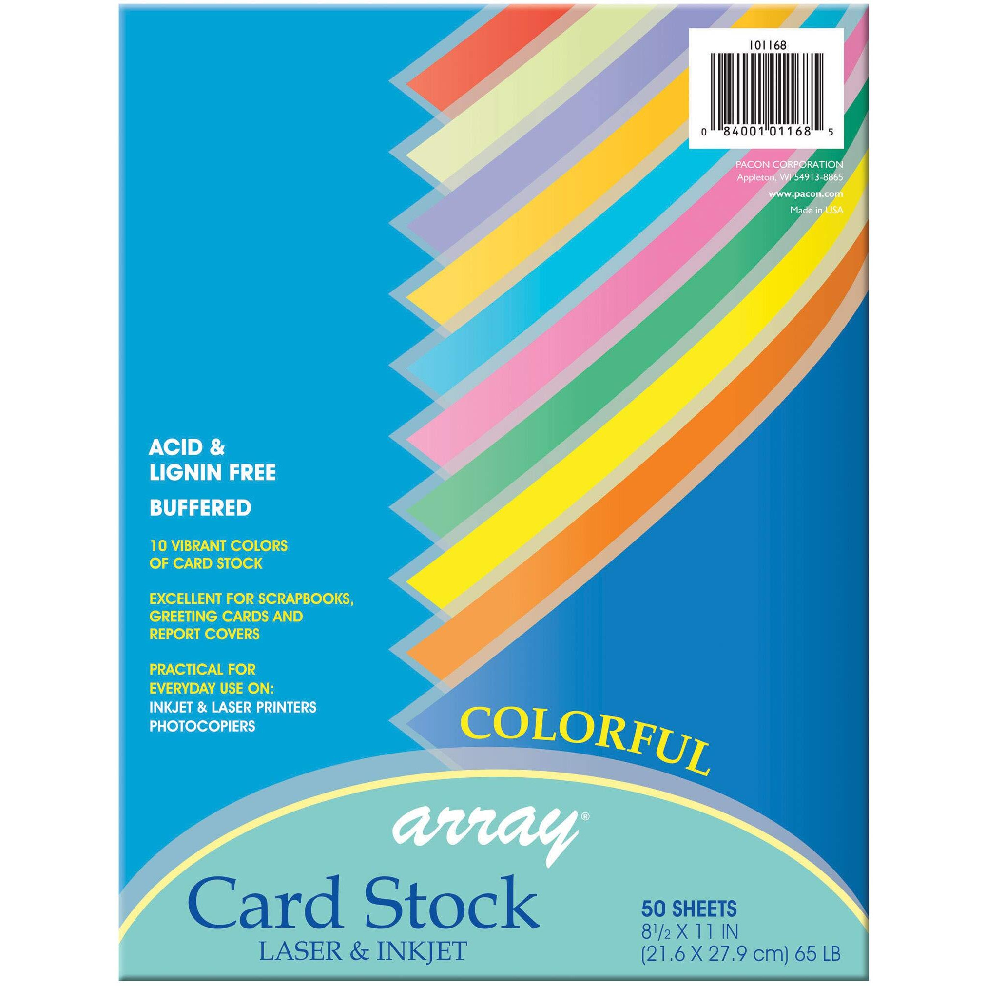 PACON CARD STOCK 8.5X11 COLORFUL 50