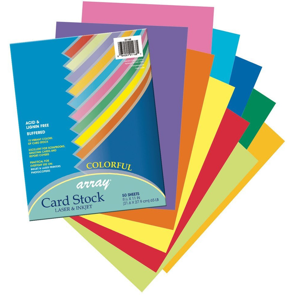 PACON CARD STOCK 8.5X11 COLORFUL 50