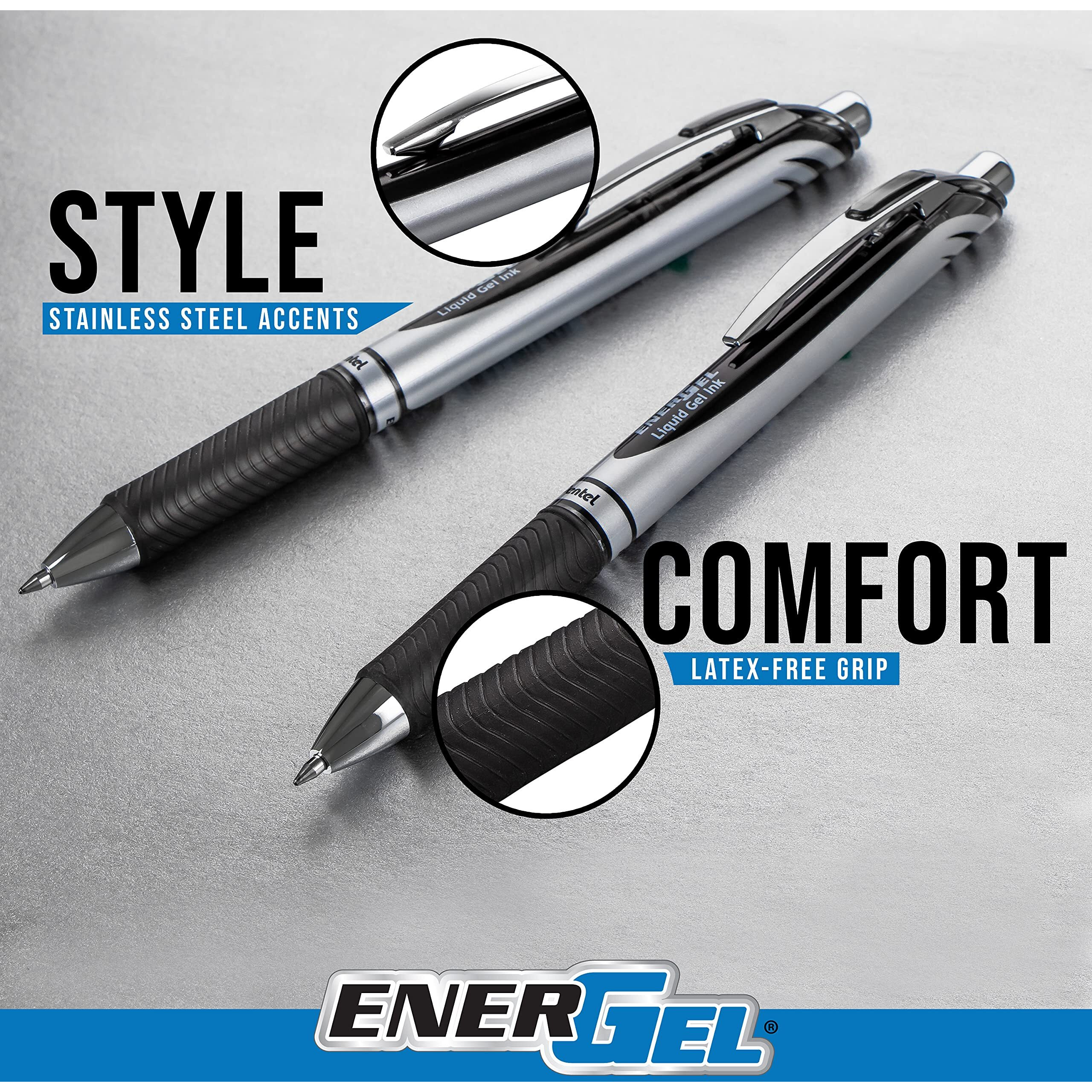 Pentel EnerGel RTX Liquid Gel Pens - Medium Pen Point - 0.7 mm Pen Point Size - Needle Pen Point Style - Refillable - Retractable - Red Gel-based Ink - Blue Barrel - Stainless Steel Tip - 12 / Box