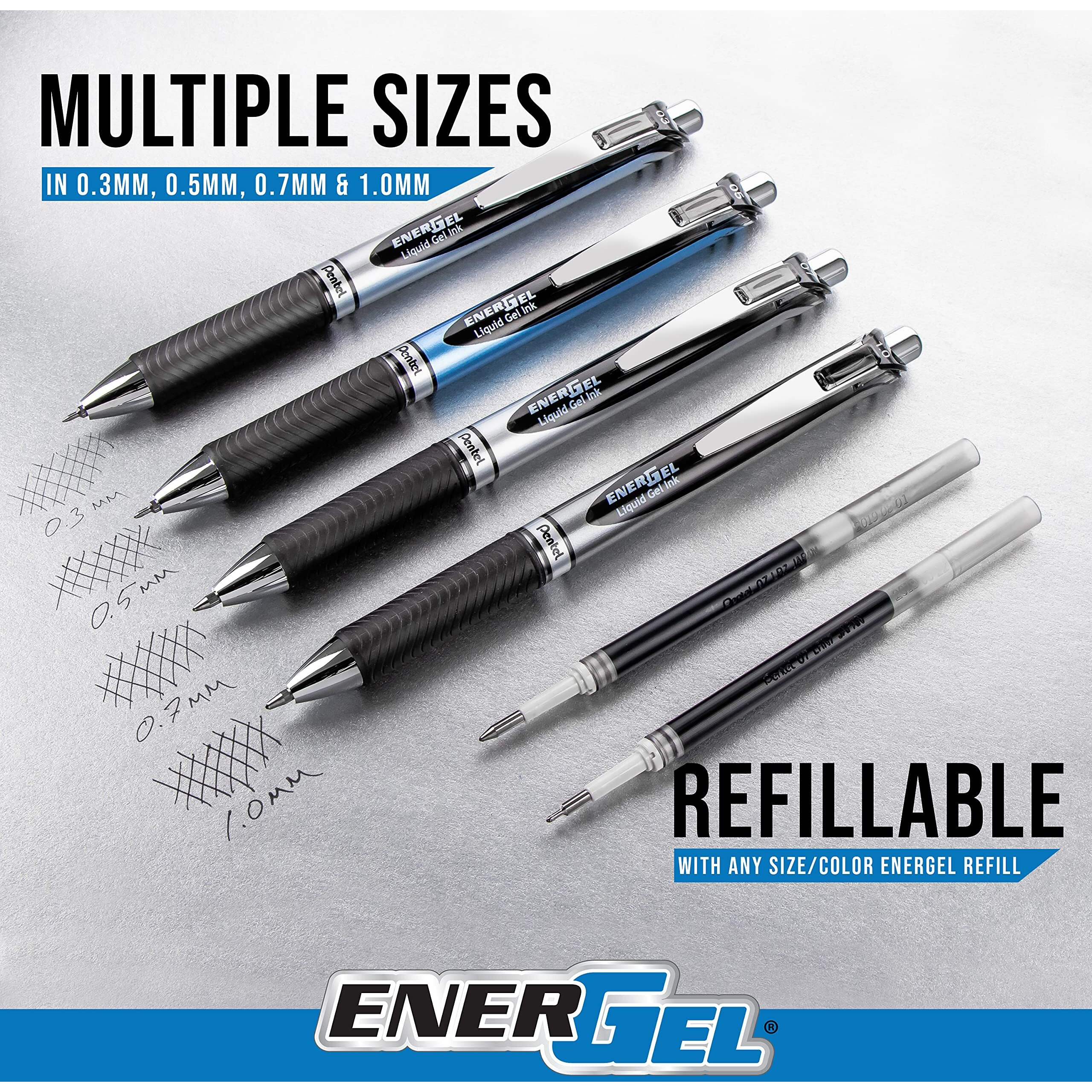 Pentel EnerGel RTX Liquid Gel Pens - Medium Pen Point - 0.7 mm Pen Point Size - Needle Pen Point Style - Refillable - Retractable - Violet Gel-based Ink - Blue Barrel - Stainless Steel Tip - 12 / Box