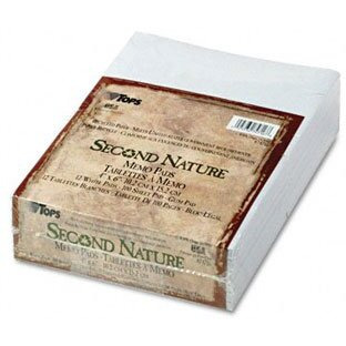 TOPS Second Nature Gum Top Recycled Pads - 100 Sheets - Plain - Double Stitched - 4" x 6" - White Paper - Hard Cover, Perforated - Recycled - 12 / Pack