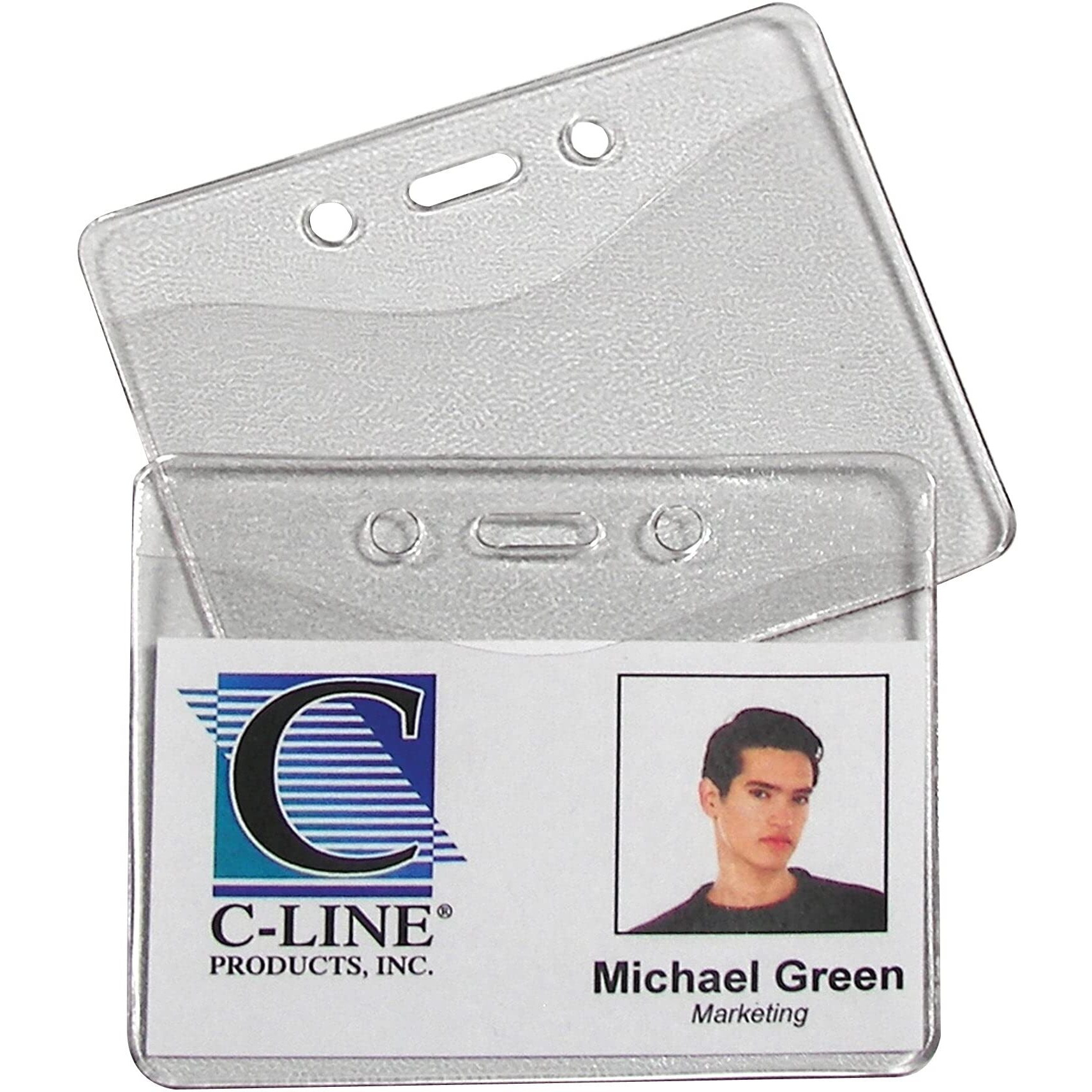 Heavy Duty Badge Holders, vinyl, horizontal, 2 3/8 x 3 3/8, 100/BX, 88607