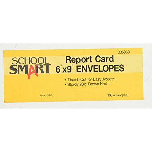 School Smart Report Card Envelope, 28 lb, 6 x 9 Inches, Kraft, Pack of 100