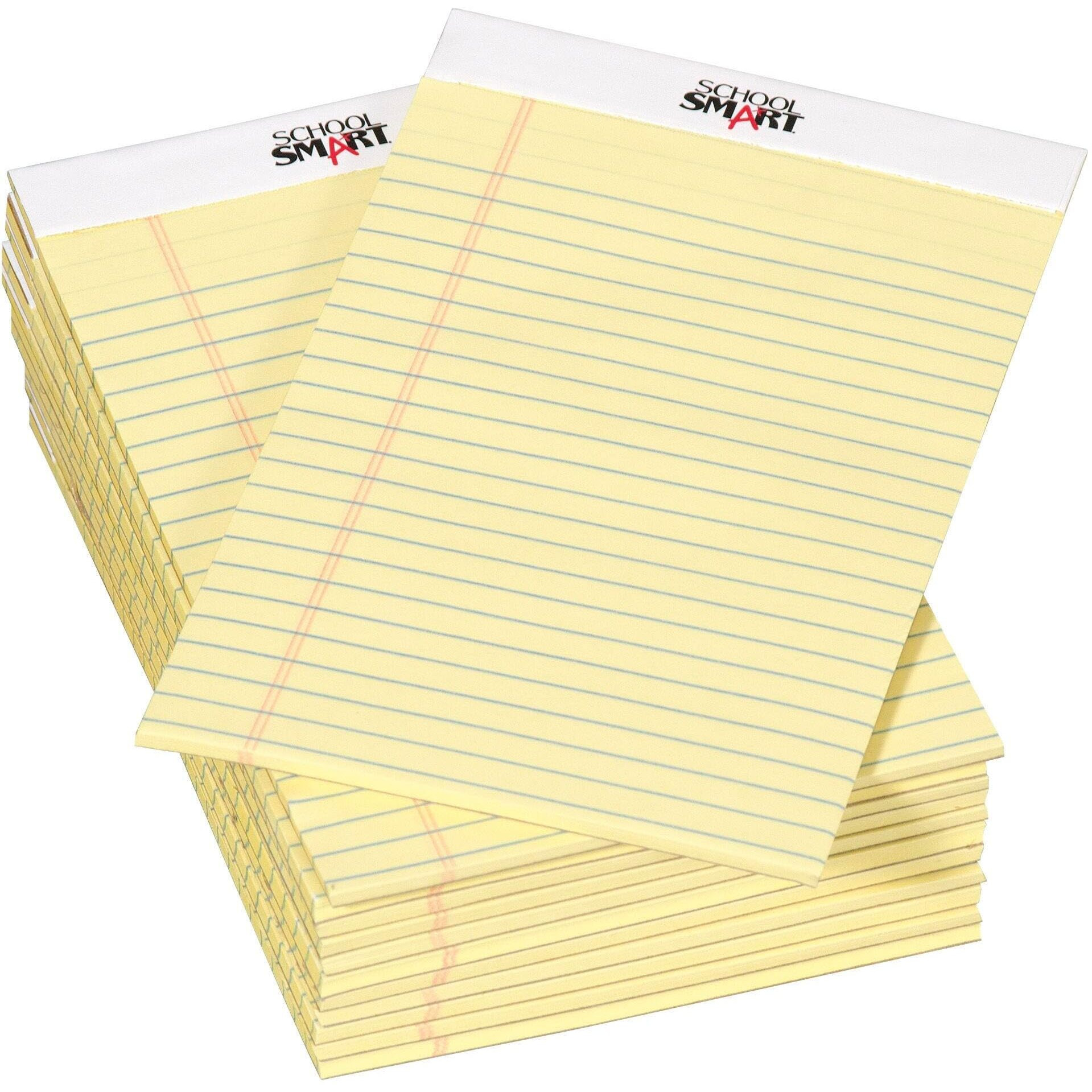 School Smart Junior Legal Pad, 5 x 8 Inches, 50 Sheets Each, Canary, Pack of 12