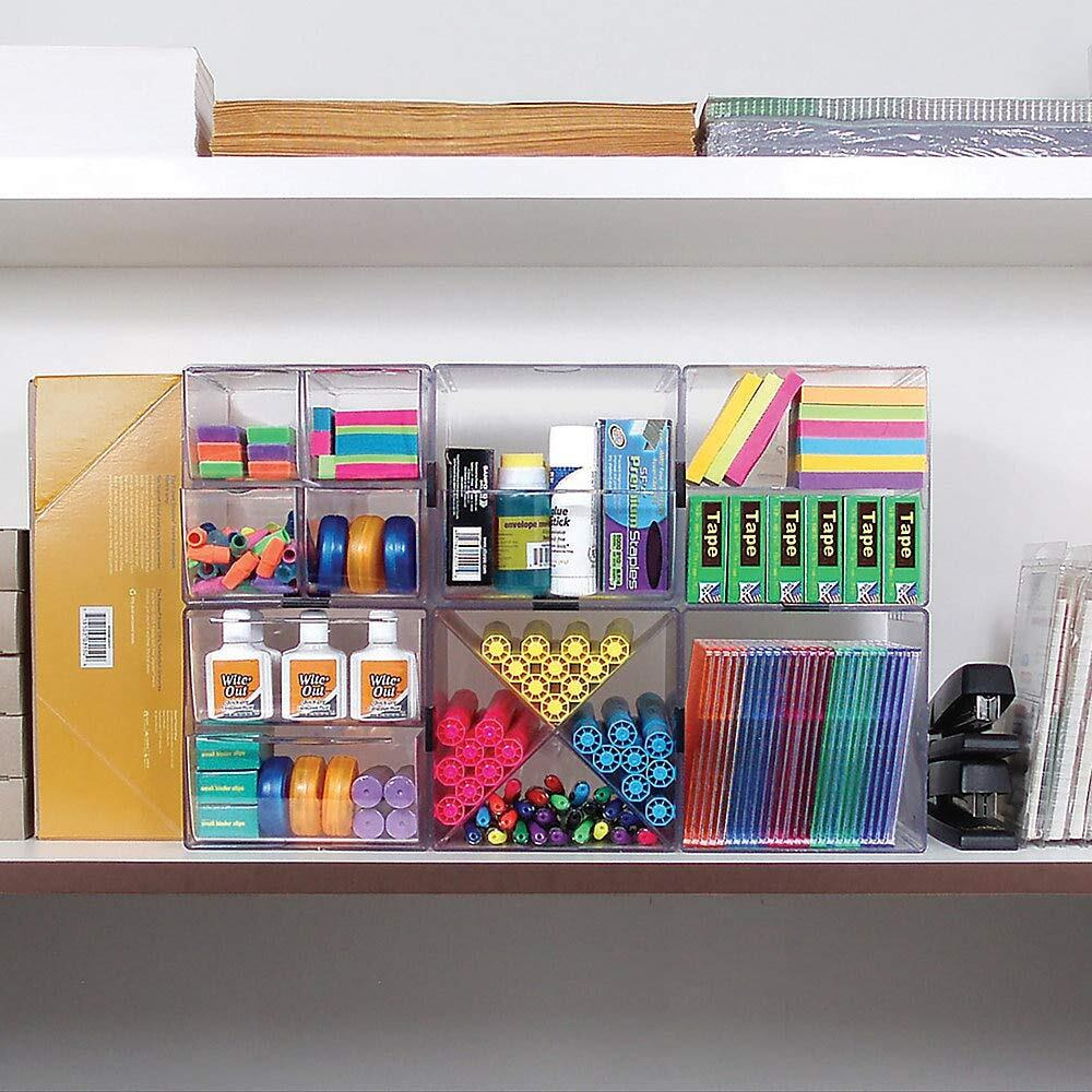 Deflecto Stackable Cube Organizer - 1 Drawer(s) - 6" Height x 6" Width x 7.2" Depth - Stackable, Removable Drawer, Removable Divider, Sturdy - Clear - Plastic - 1 Each