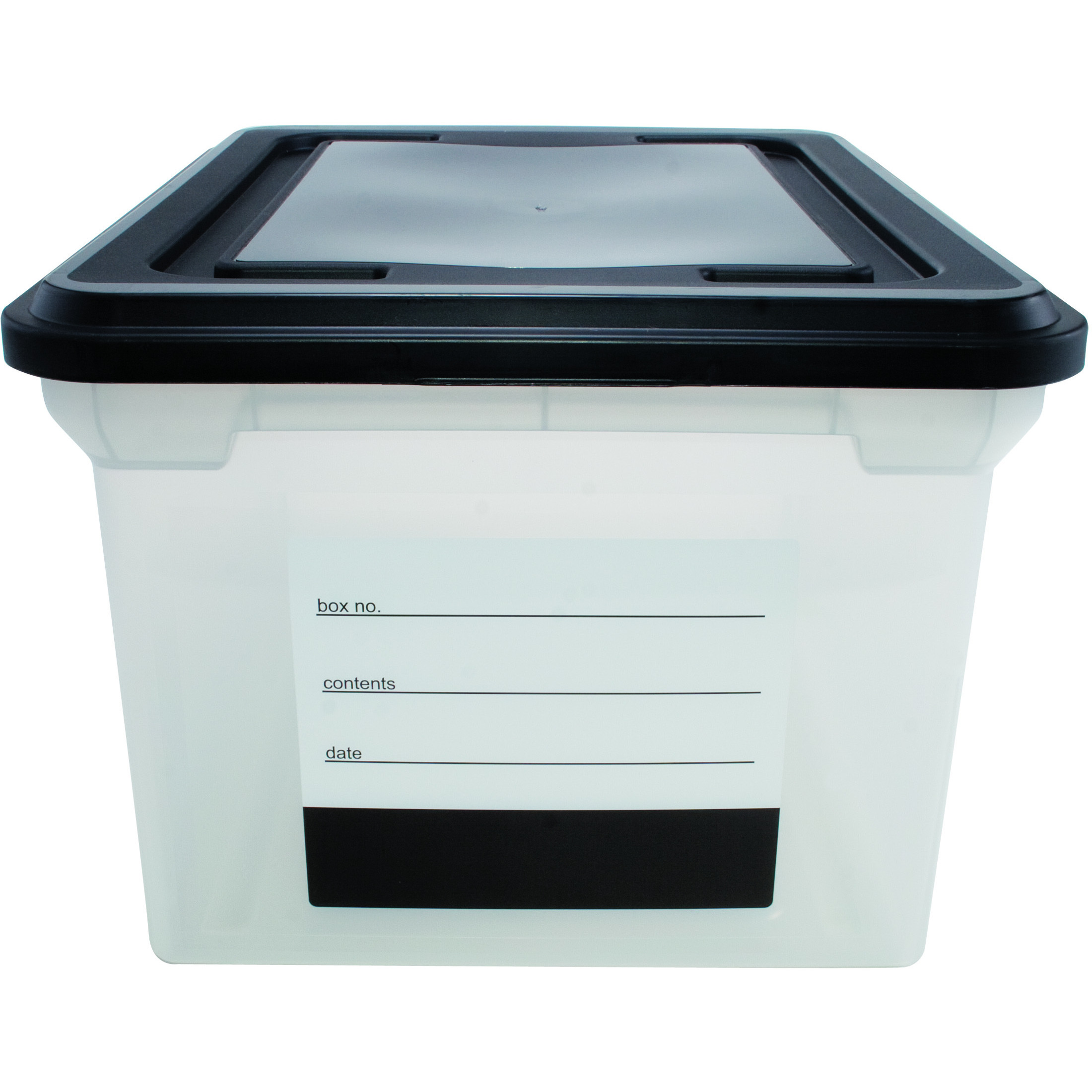 File Tote with Contents Label, Clear Base with Black Lid