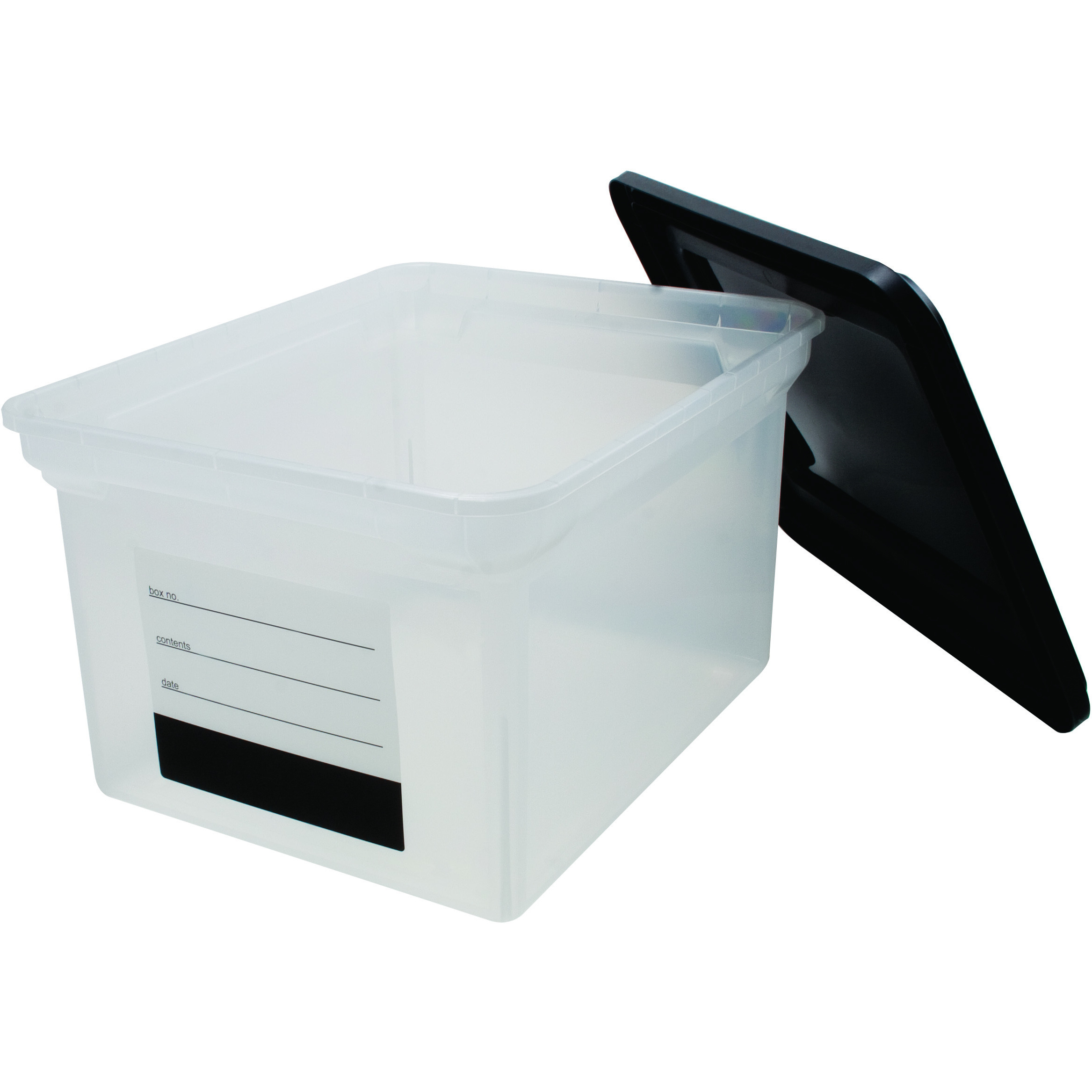 File Tote with Contents Label, Clear Base with Black Lid