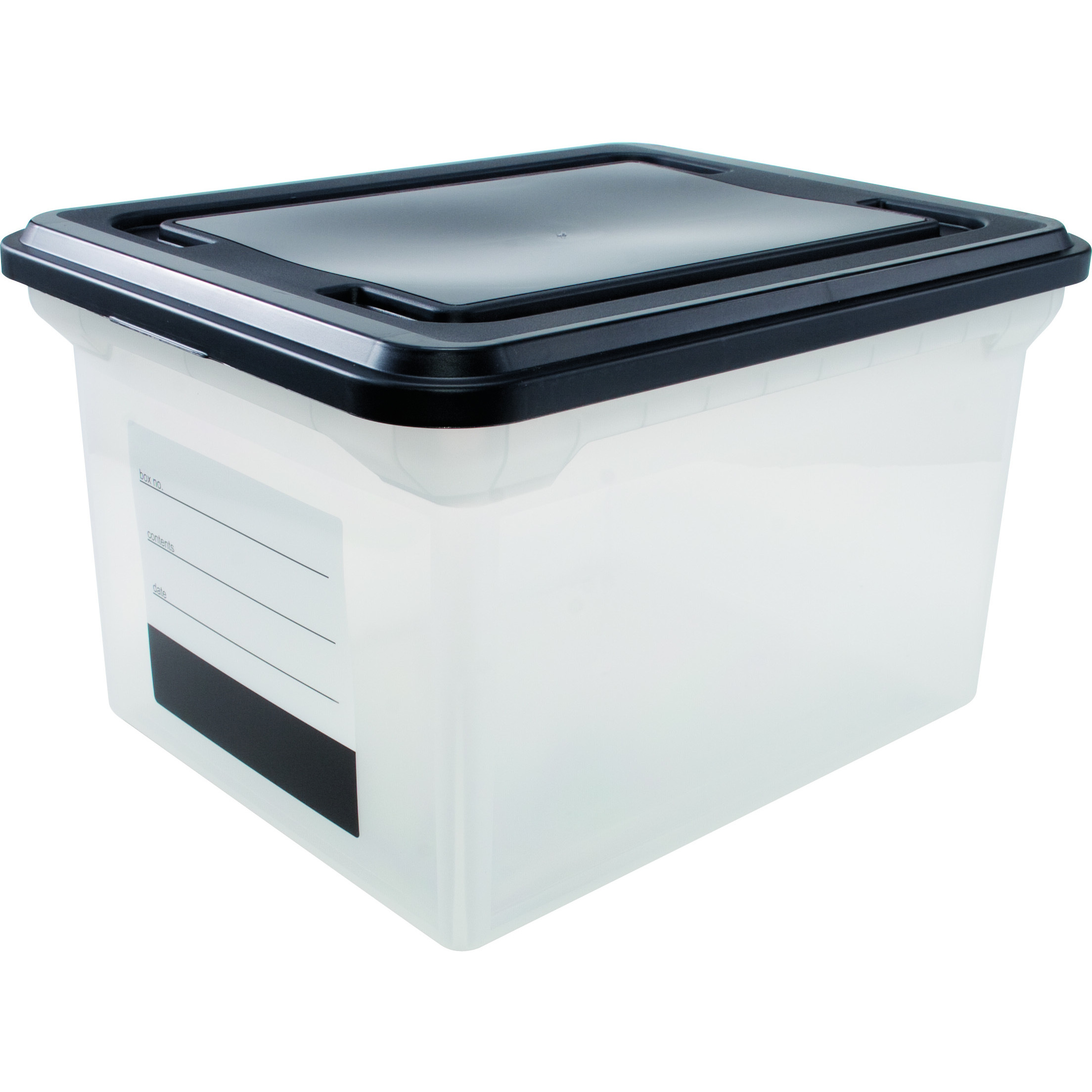 File Tote with Contents Label, Clear Base with Black Lid