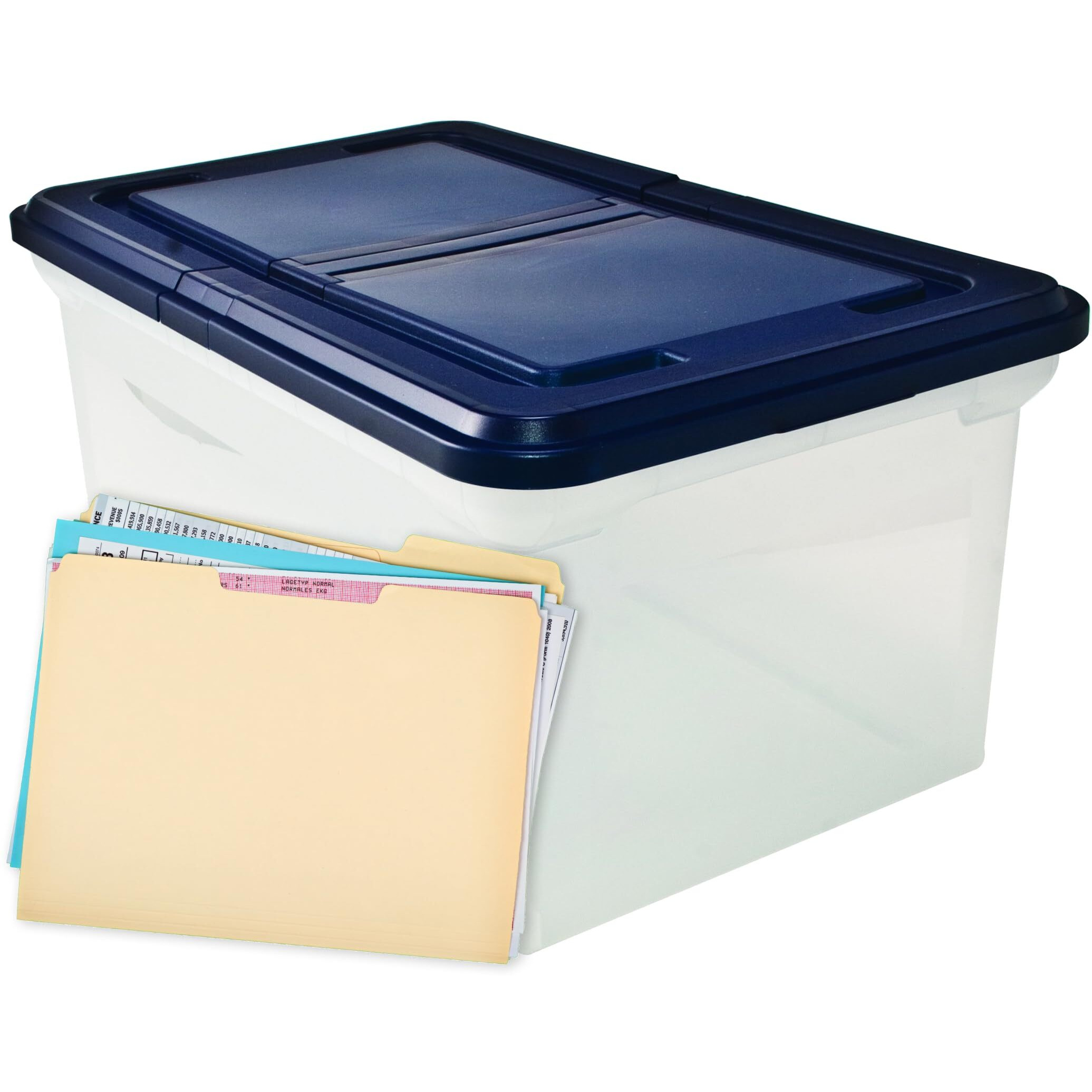 Extra Capacity 23" Tote, Letter, Clear Base/Navy Lid
