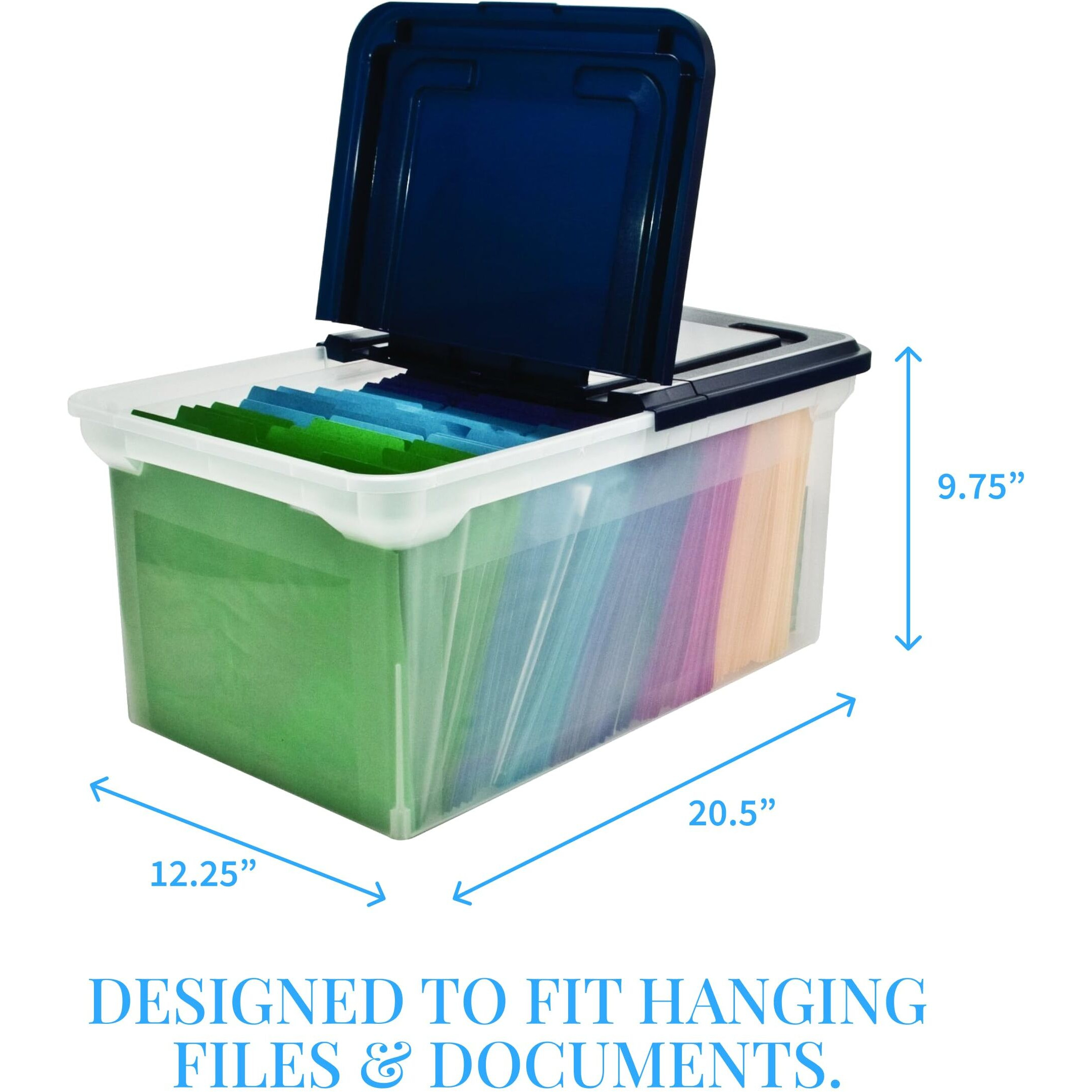 Extra Capacity 23" Tote, Letter, Clear Base/Navy Lid