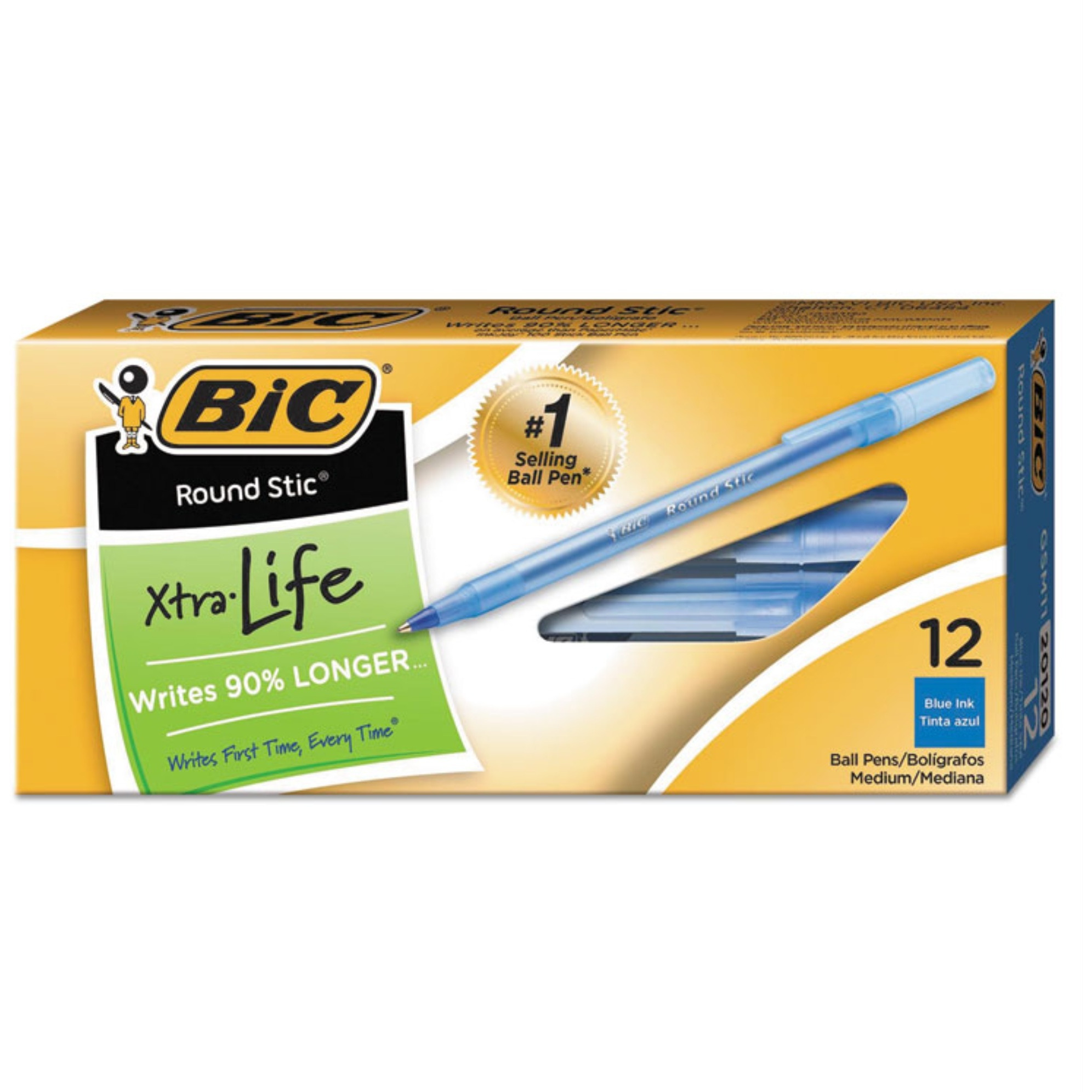 BIC STICK PENS MEDIUM BLACK 12/PK