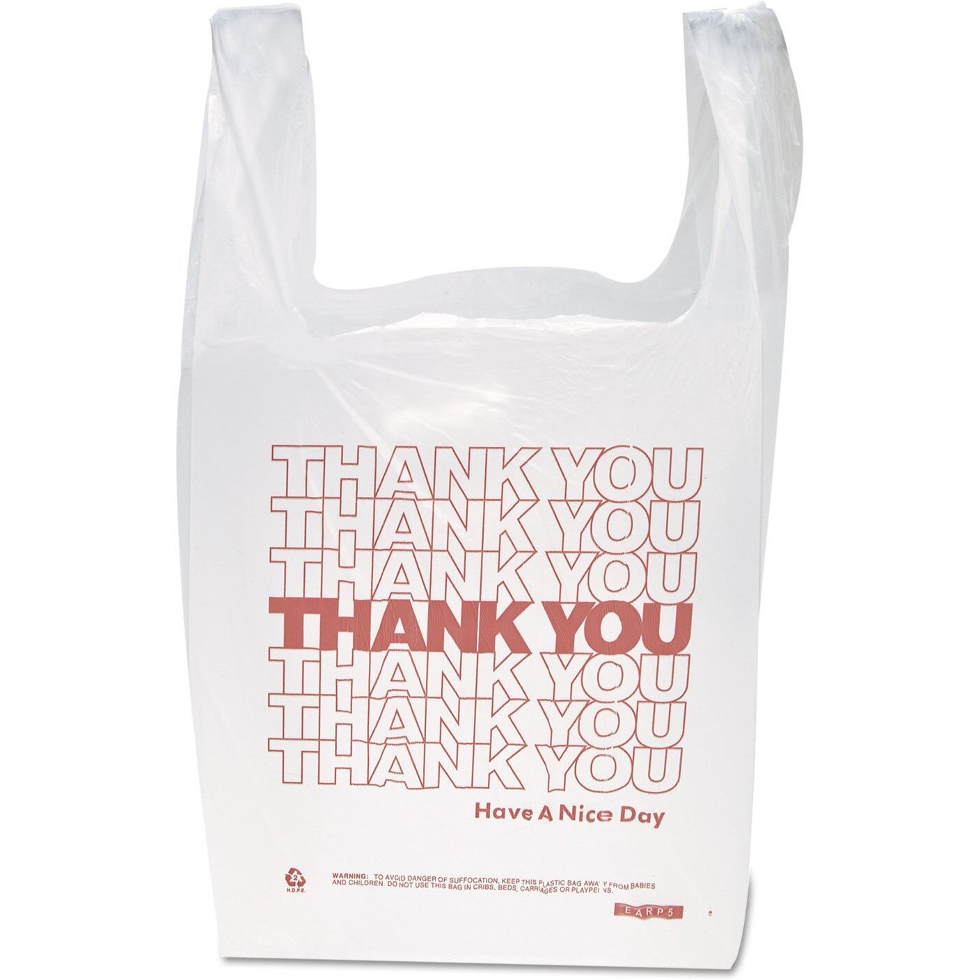Inteplast T-Shirt Bags - 11.50" Width x 21" Length - 0.49 mil (13 Micron) Thickness - White - Plastic - 900/Carton - Shopping, Shirt