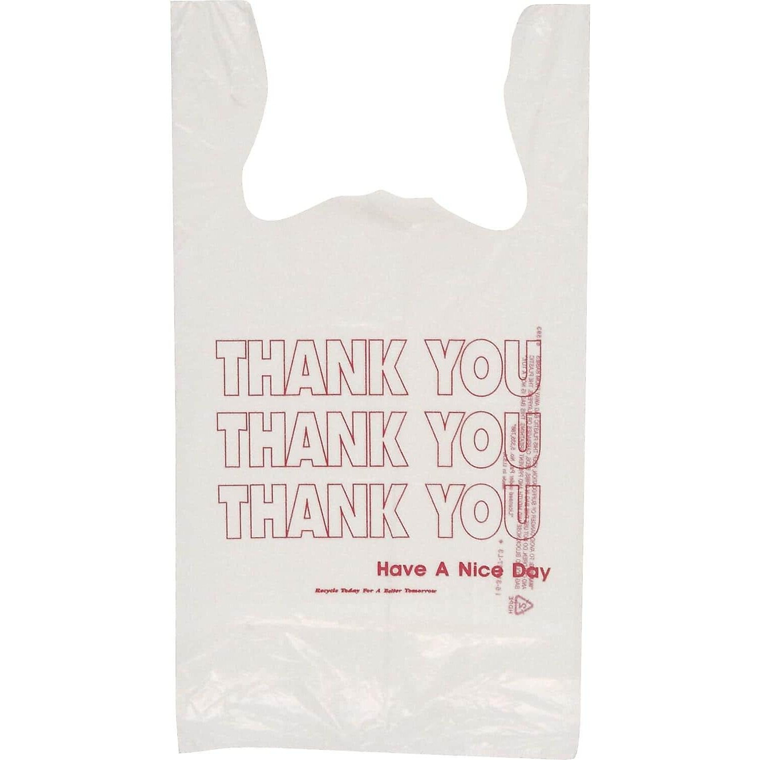 Inteplast T-Shirt Bags - 11.50" Width x 21" Length - 0.49 mil (13 Micron) Thickness - White - Plastic - 900/Carton - Shopping, Shirt