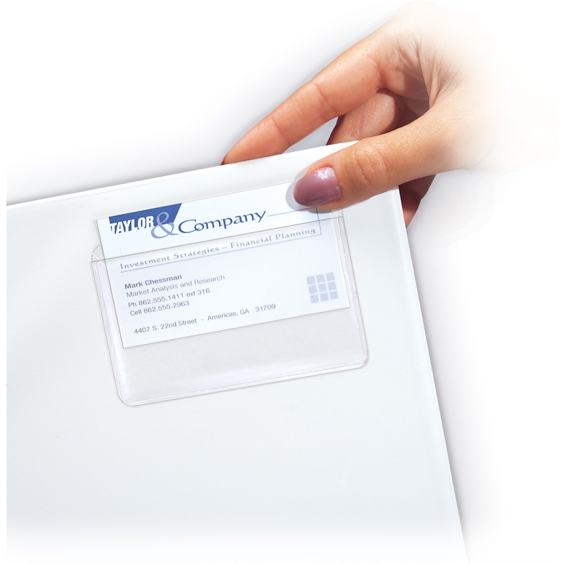Self-Adhesive Business Card Holder, Top Load, 2 x 3 1/2, 10/PK (Set of 5 PK)
