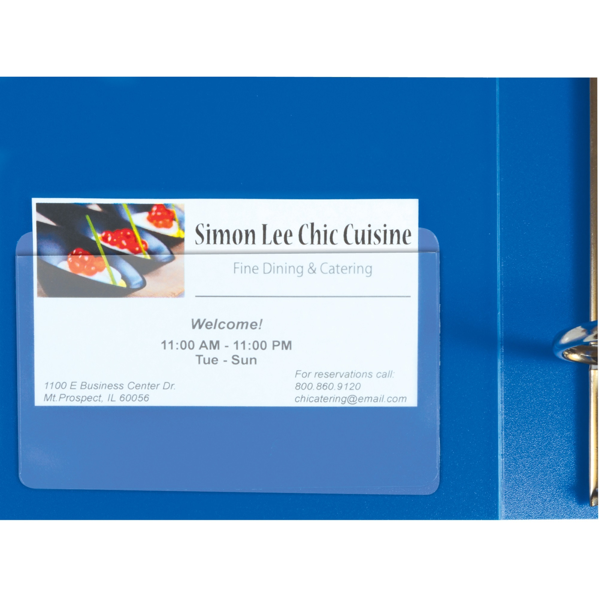 Self-Adhesive Business Card Holder, Top Load, 2 x 3 1/2, 10/PK (Set of 5 PK)