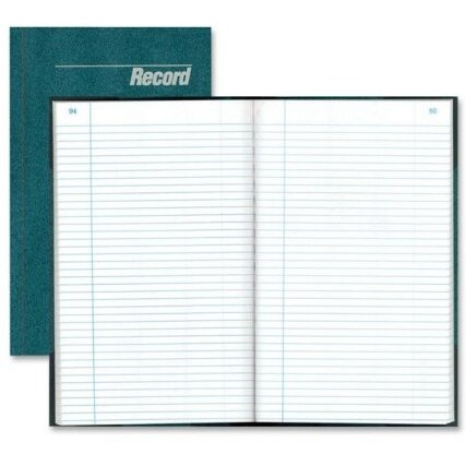 Rediform Granite Series Record Books - 300 Sheet(s) - Gummed - 7.25" x 12.25" Sheet Size - Blue - White Sheet(s) - Blue Print Color - Blue Cover - Recycled - 1 Each