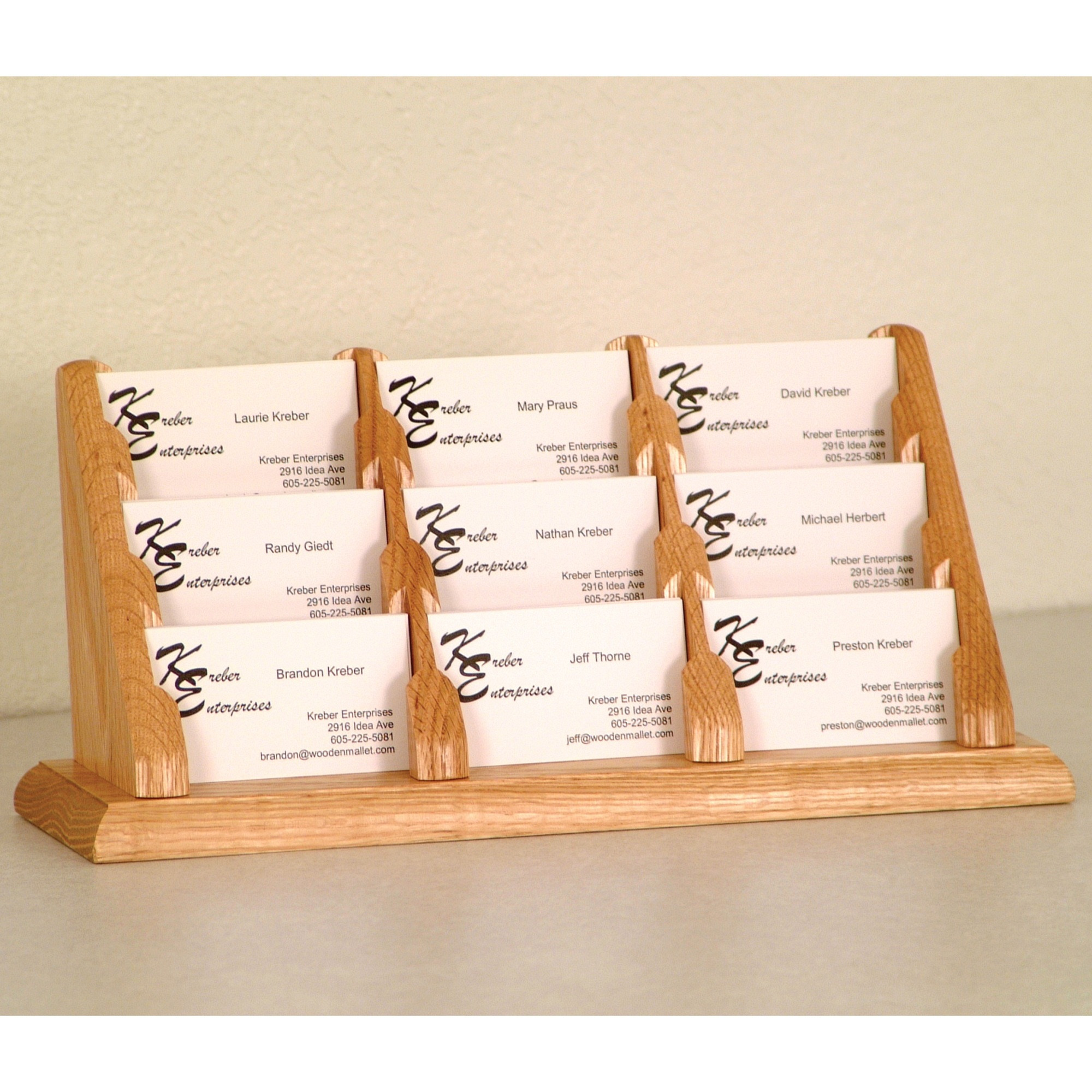 Wooden Mallet 9 Pocket Countertop Business Card Holder, Light Oak