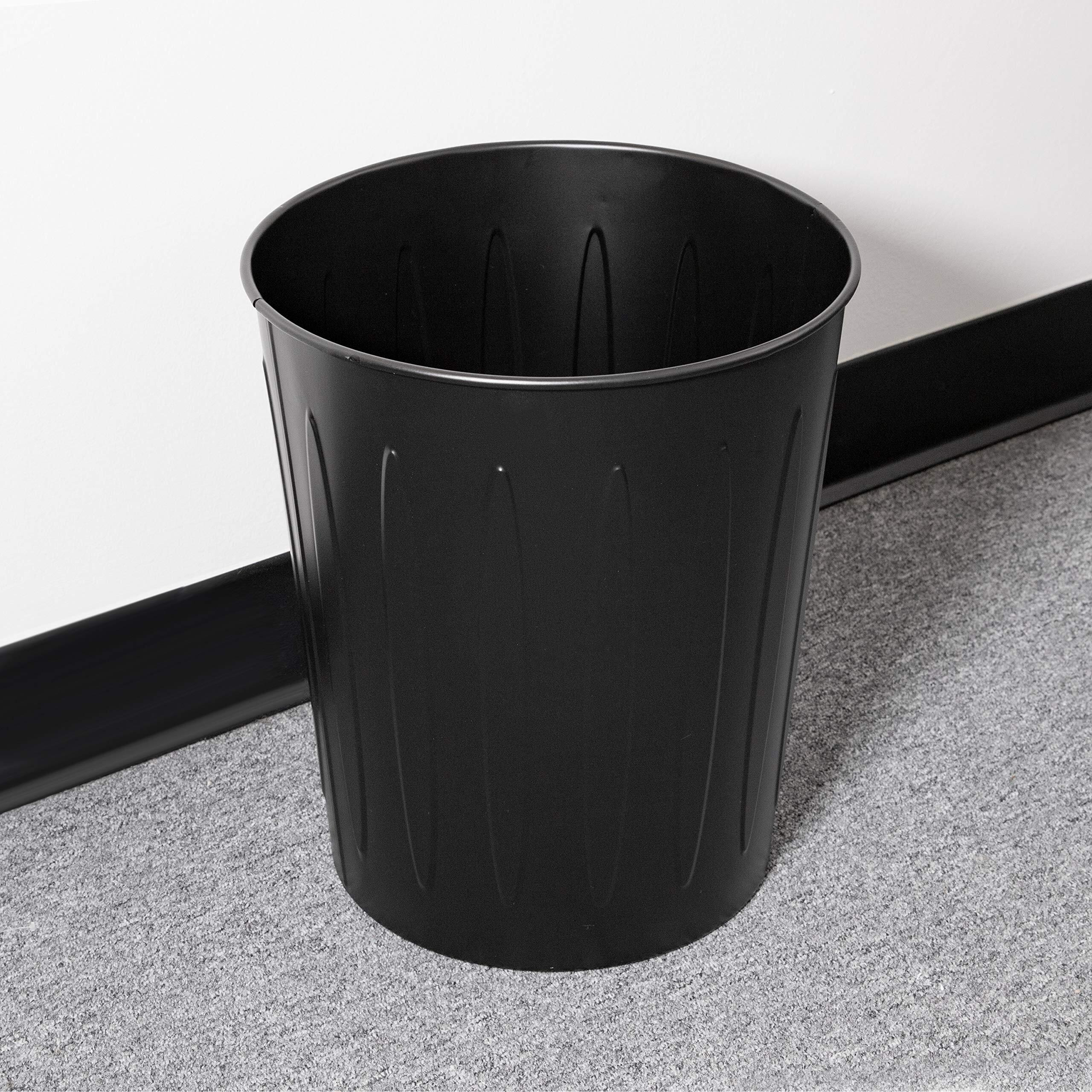 Genuine Joe 6-gallon Fire-safe Trash Can - 6 gal Capacity - Fire-Safe, Sturdy - 14" Height x 13" Diameter - Metal, Steel - Black - 1 Each