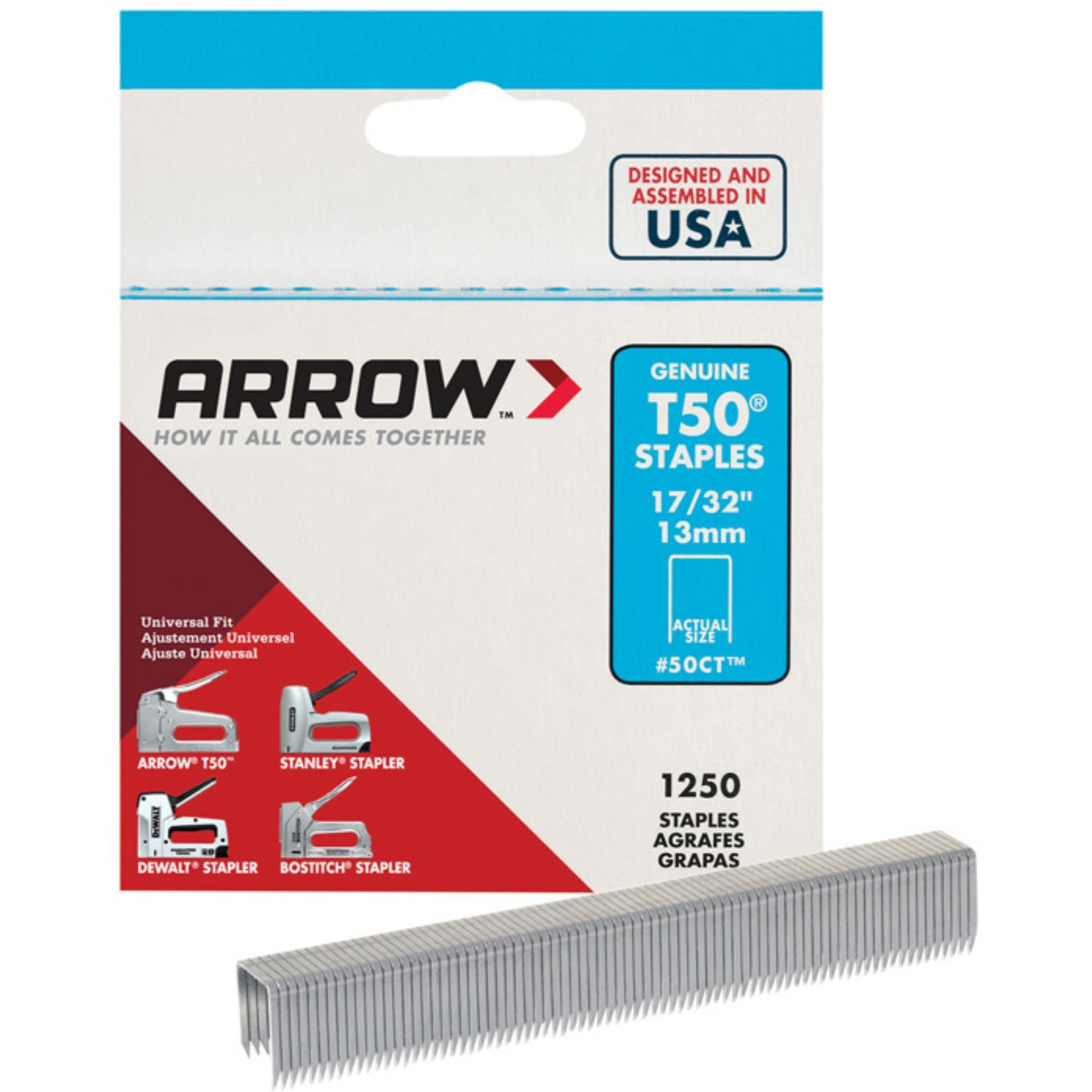 STAPLE T-50 17/32"&quotPK1250 (Pack of 4)
