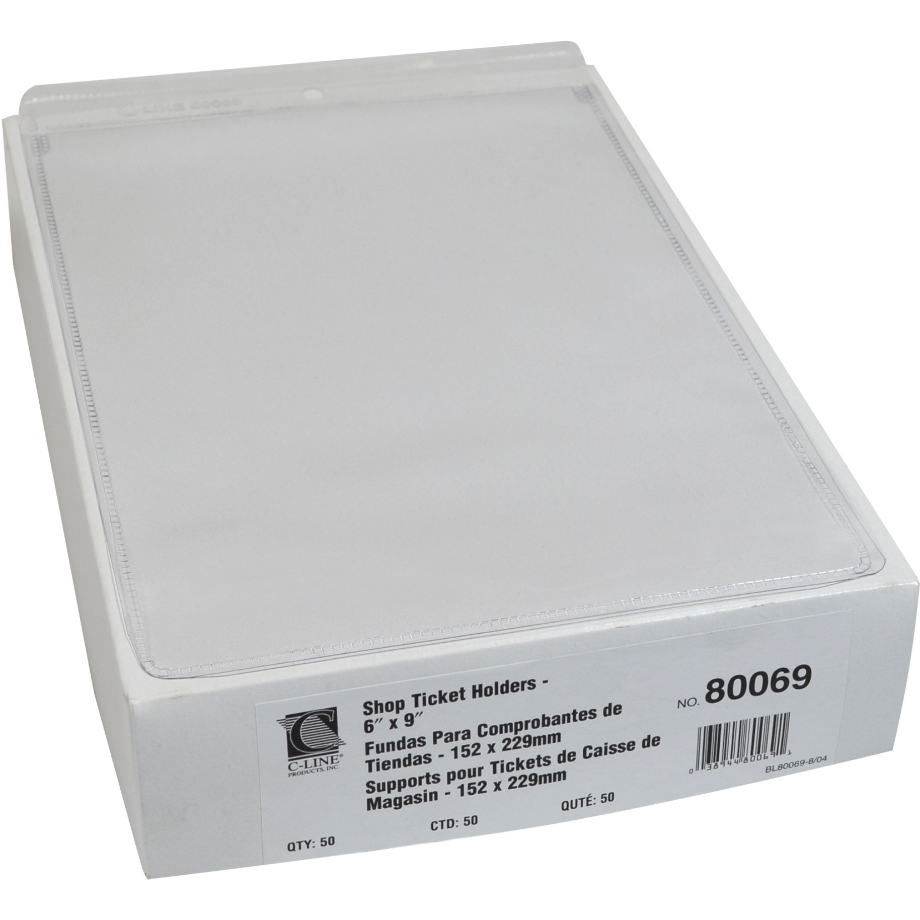 Vinyl Shop Ticket Holder, both sides clear, 6 x 9, 50/BX, 80069