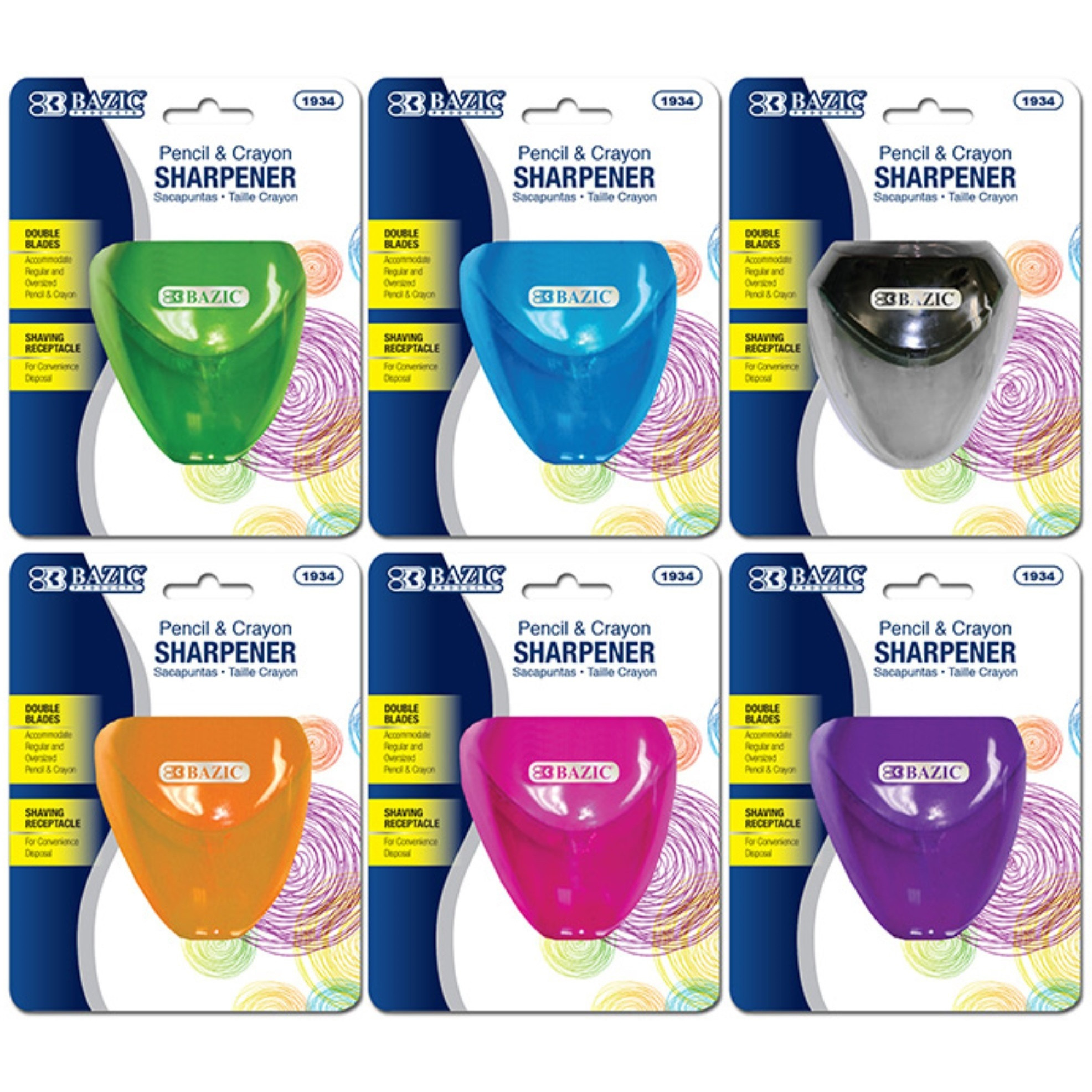 BAZIC Dual Blades Sharpener w/ Triangle Receptacle / Box Qty - 24