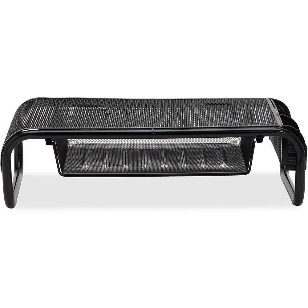 Lorell Mesh Wire Monitor Stand - Desktop - Powder Coated - Steel - Black
