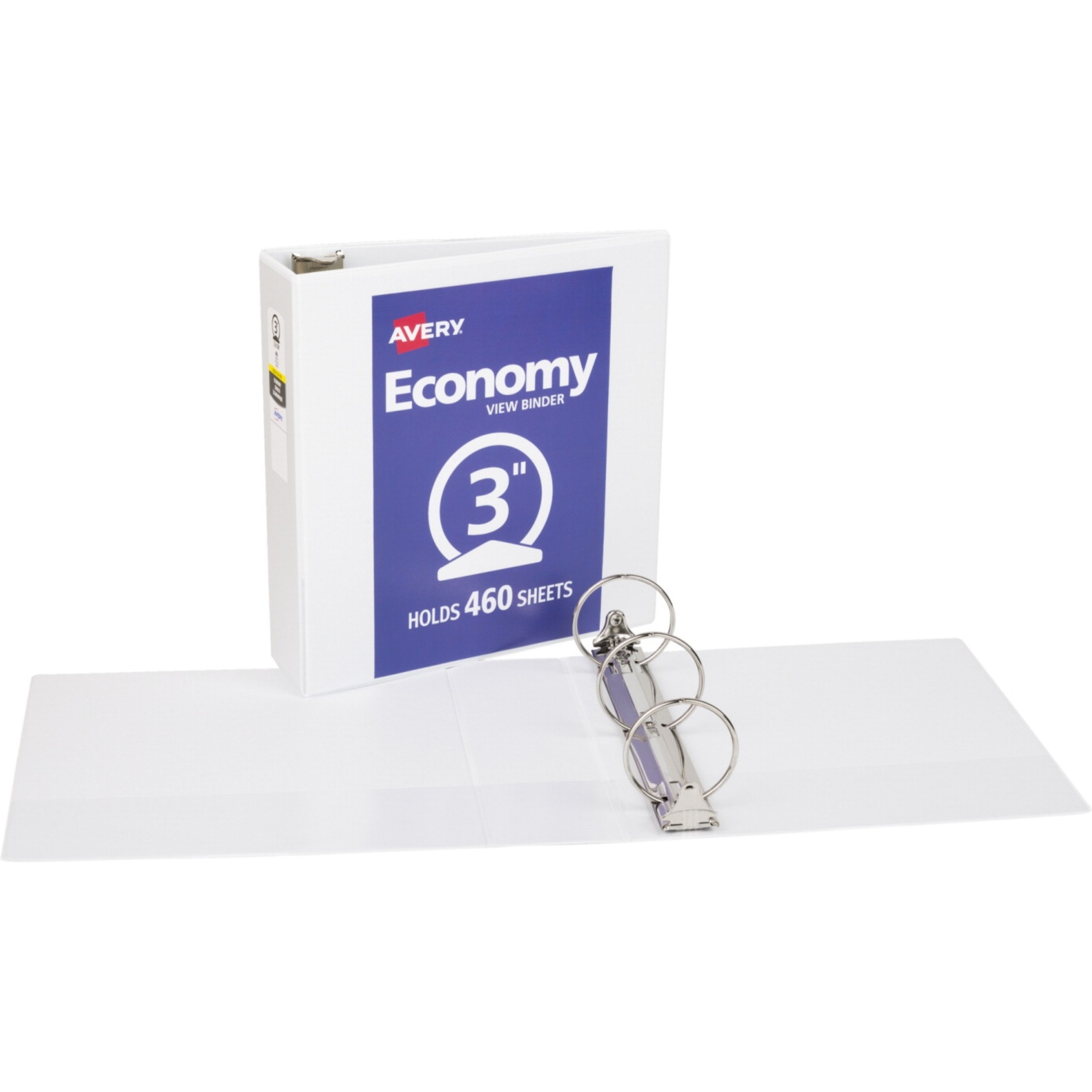 Avery Economy Ring Binder, 3 Inch Capacity, 8-1/2 x 11 Inches, White