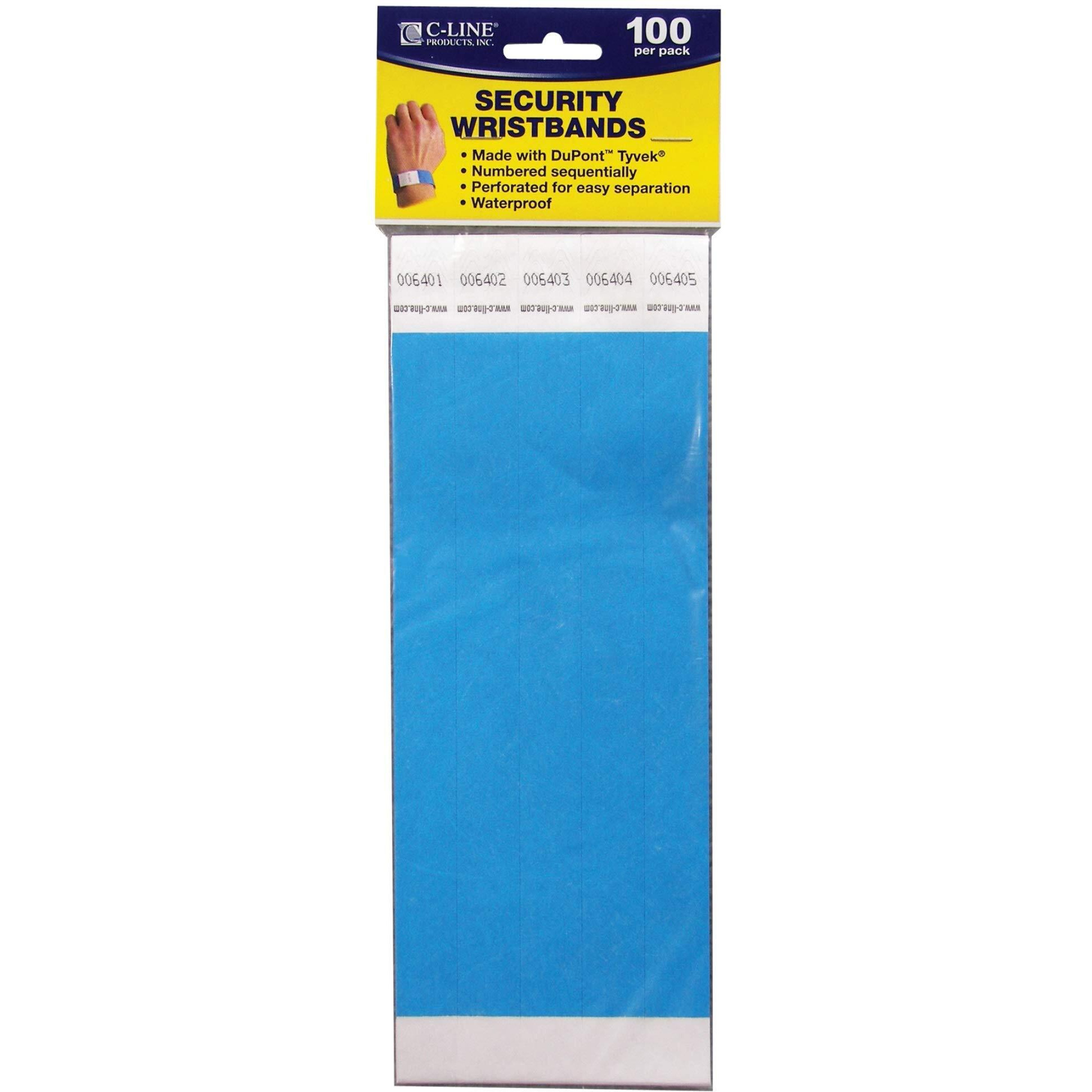 DuPont Tyvek Security Wristbands, Blue, 100/PK, 89105