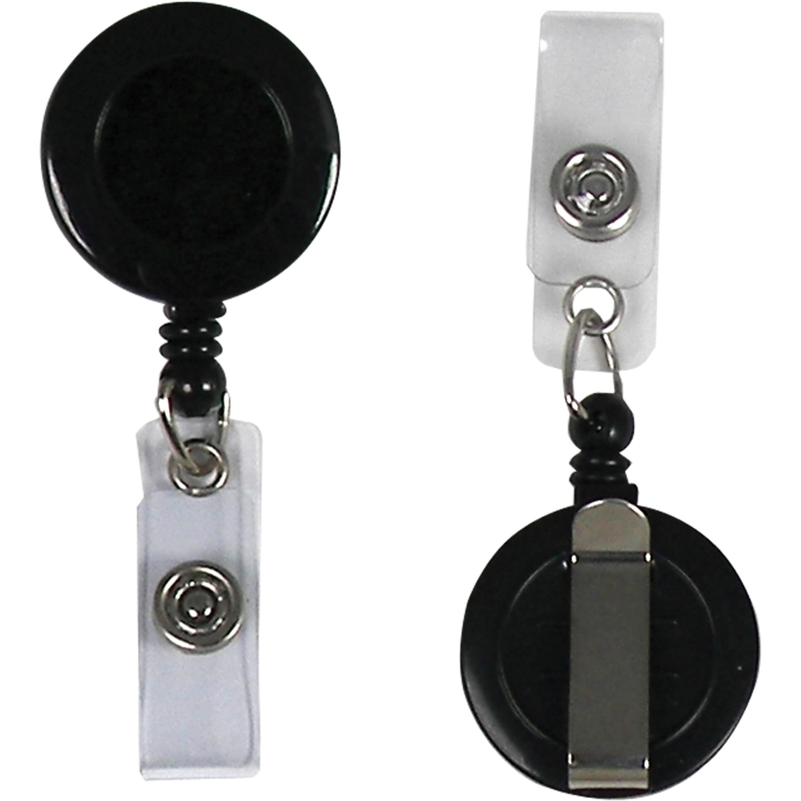 Retracting ID Card Reels, Black, Belt Clip with Snap-on ID Strap, 25/BX, 89221