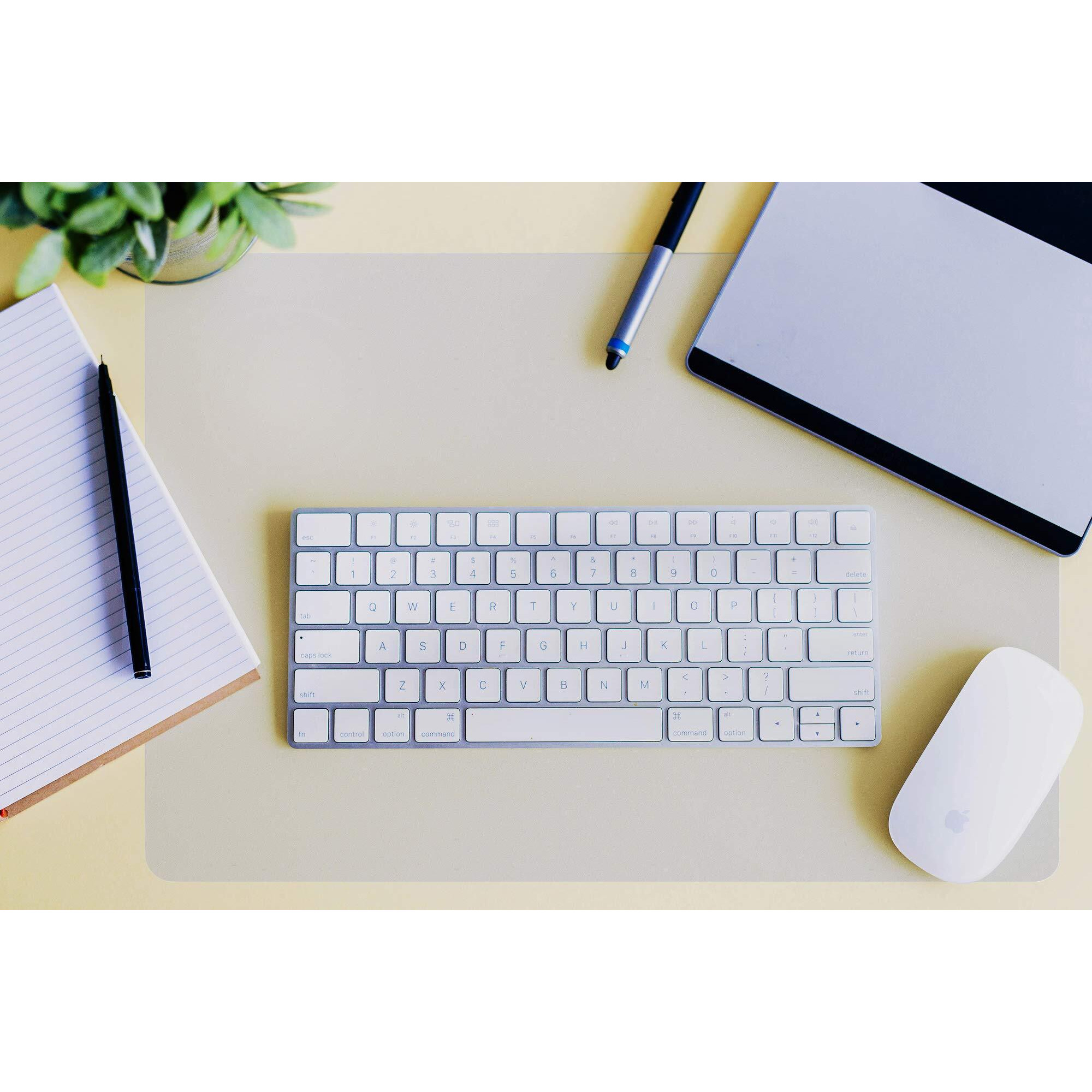 Desktex Pack of 2 Polycarbonate Rectangular Desk Pads with Anti-Slip Backing - 19" x 24"