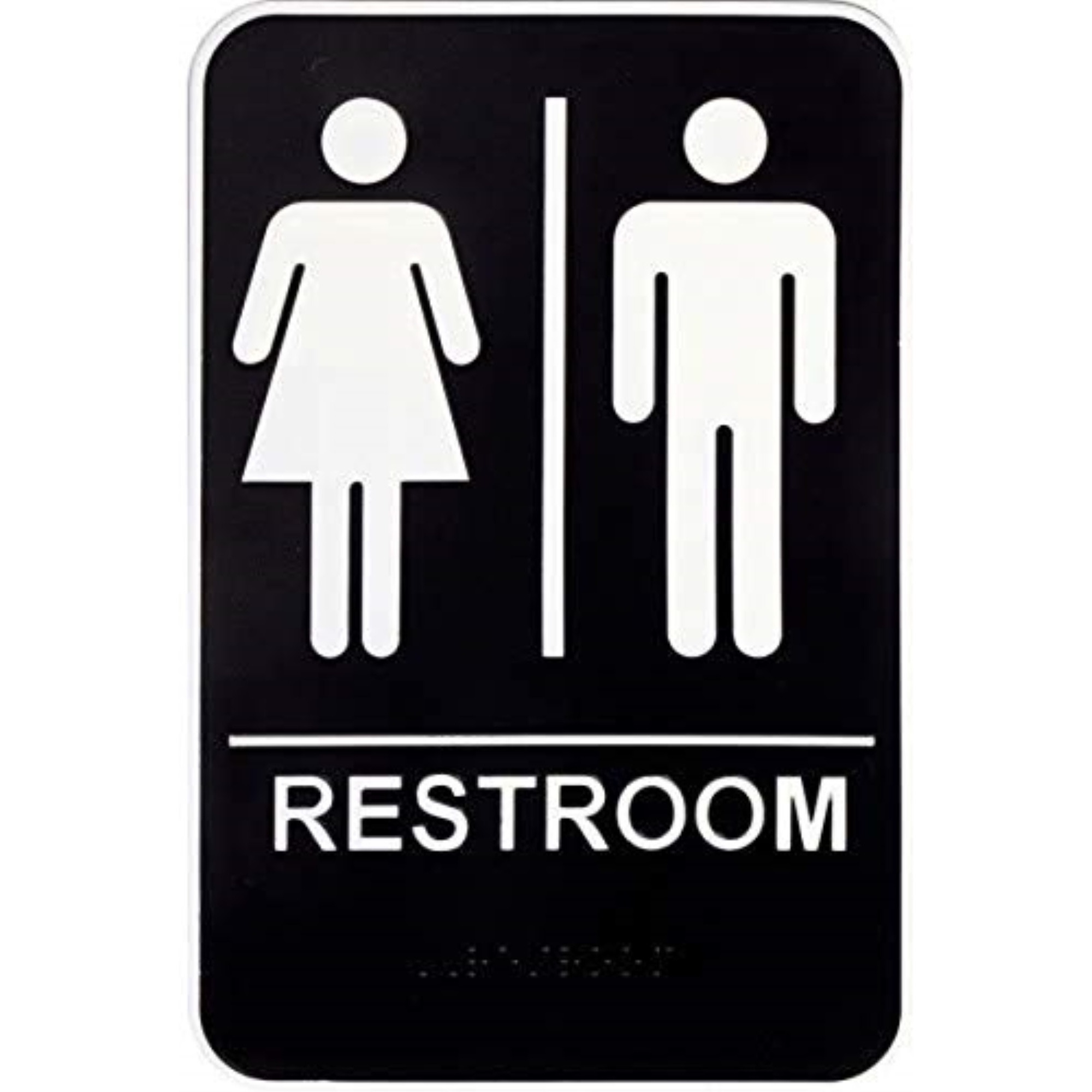 5028221 RESTROOM PLAQUE UNI 6X9"" Hillman English Black Restroom Plaque 9 in. H X 6 in. W (Pack of 3)