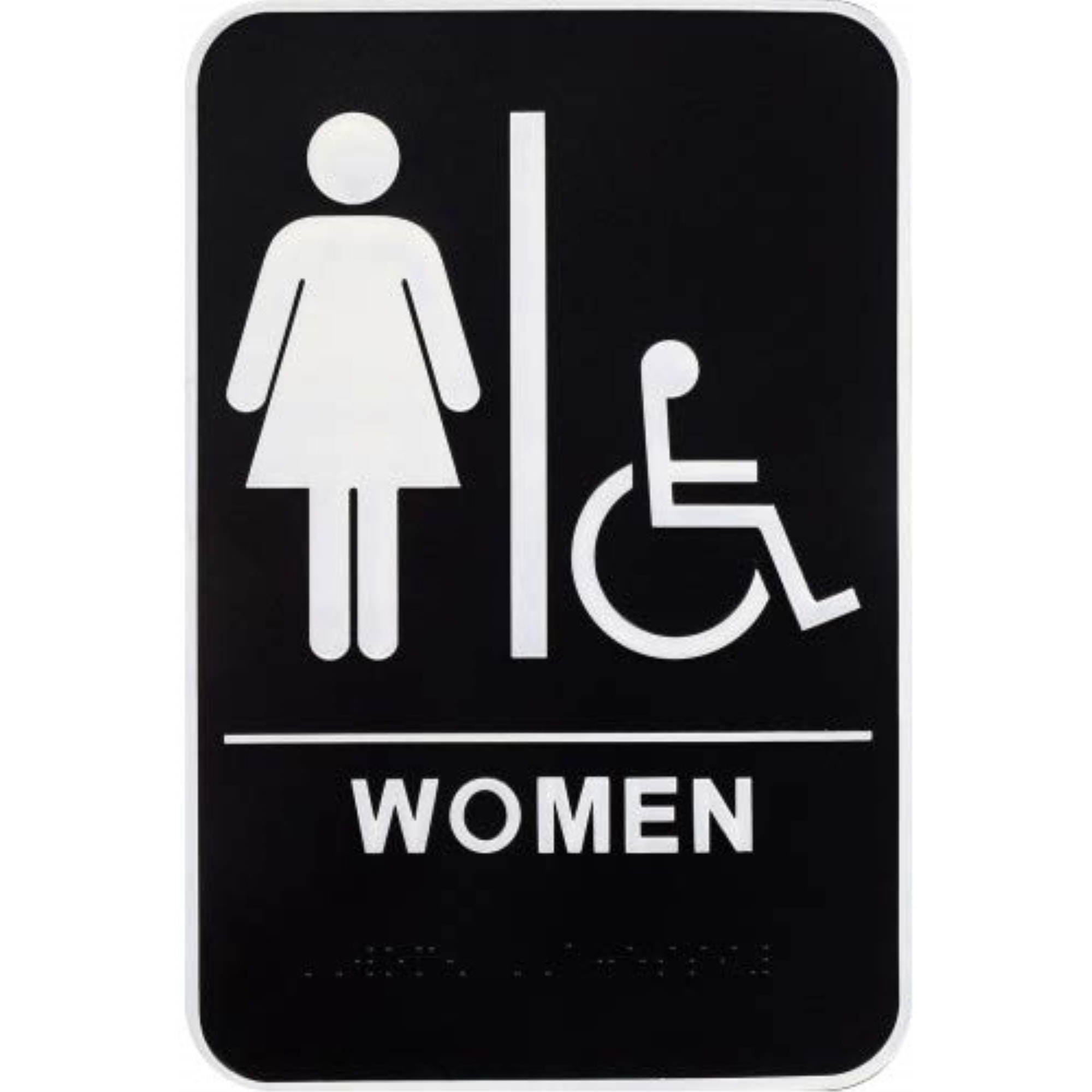 5029031 PLAQUE WMN RESTROOM 9X6"" Hillman English Black Restroom Plaque 9 in. H X 6 in. W (Pack of 3)