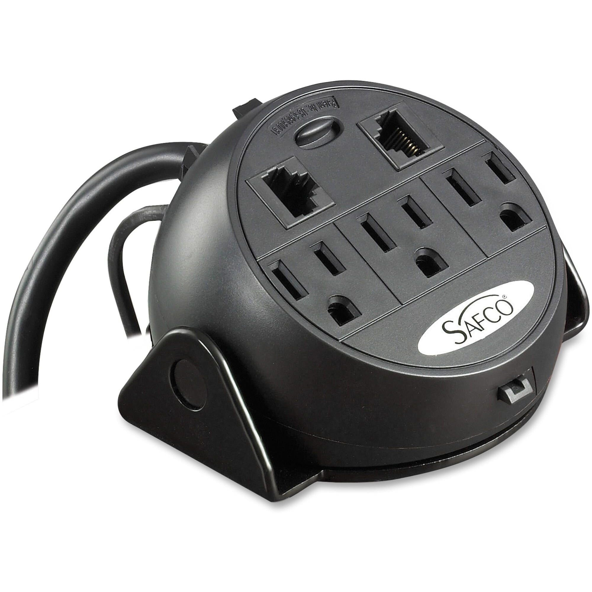 Power Module, 3 Outlets, 2 RJ-45 Ports, 8 ft Cord, Black