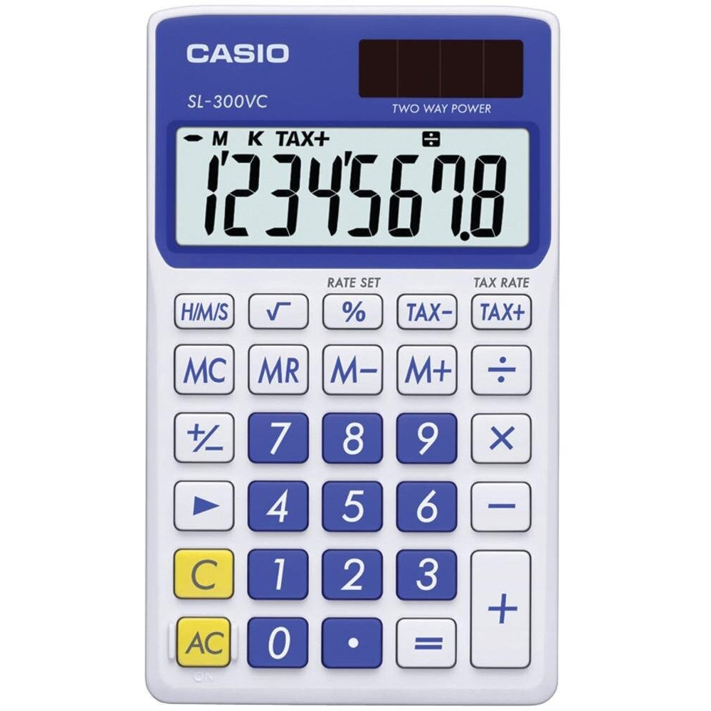 Casio Sl300vc 8-Digit Display Solar Wallet Calculator, Blue (Cioslvcbesih)