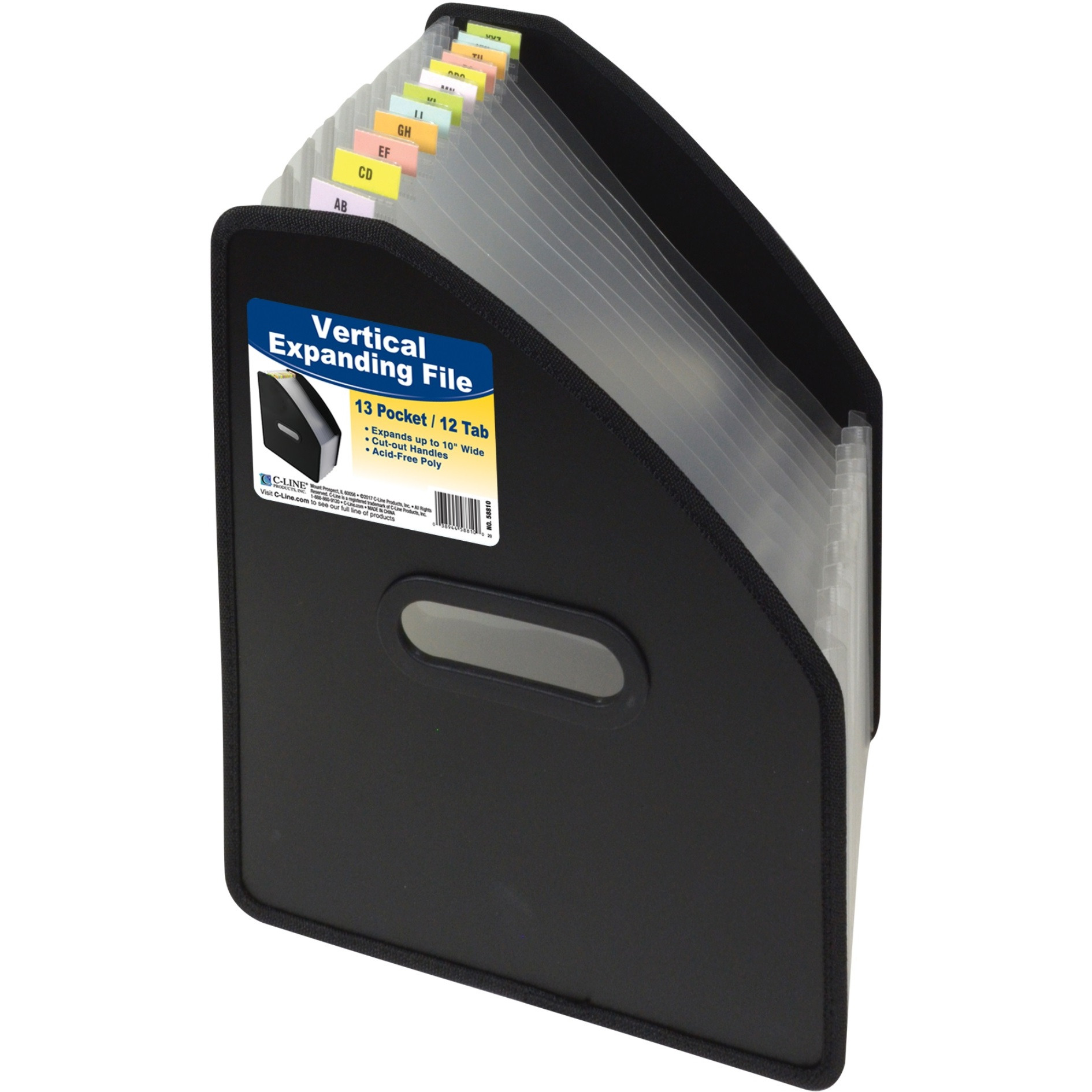13-Pocket Vertical Expanding File, Letter Size, Black, 1/EA, 58810