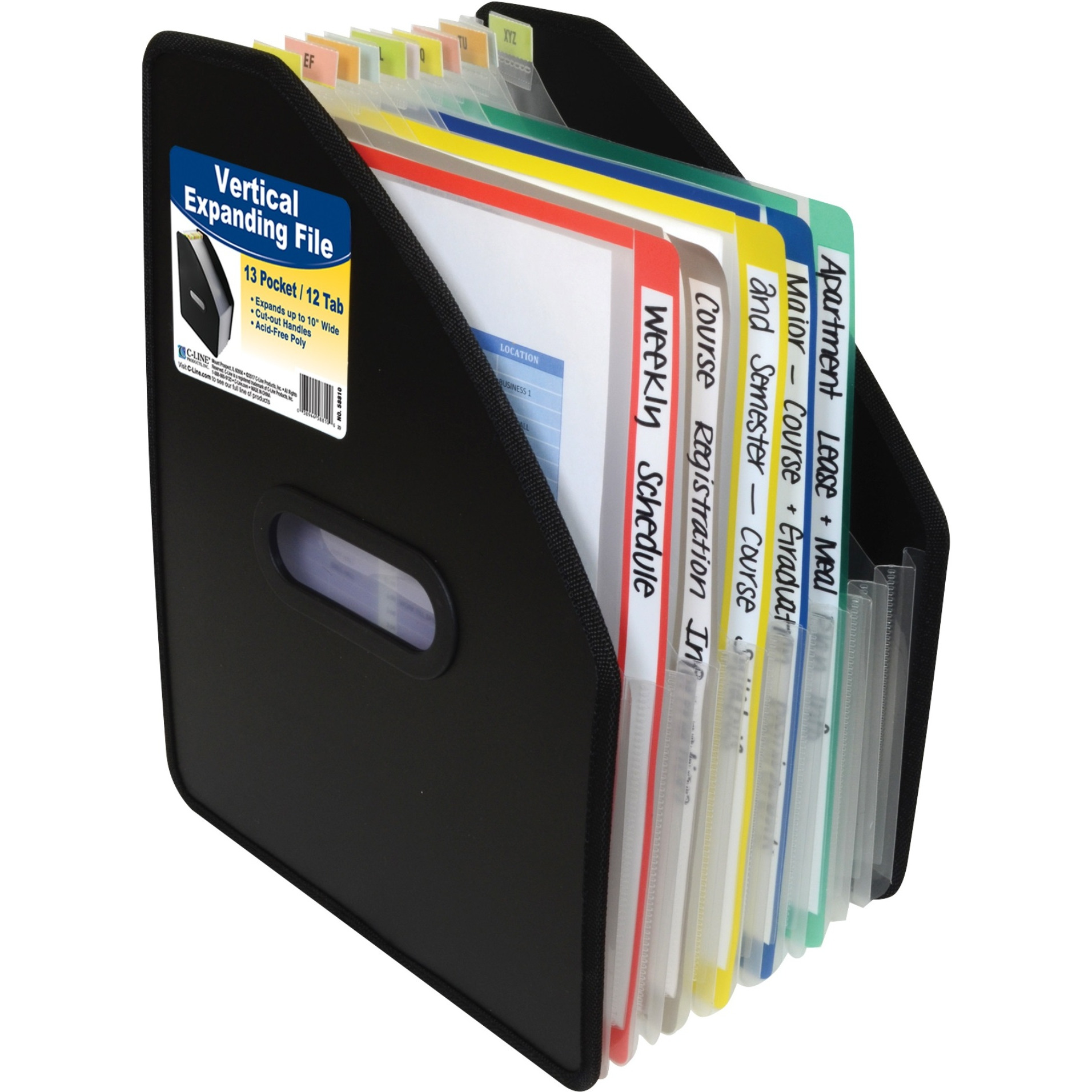 13-Pocket Vertical Expanding File, Letter Size, Black, 1/EA, 58810