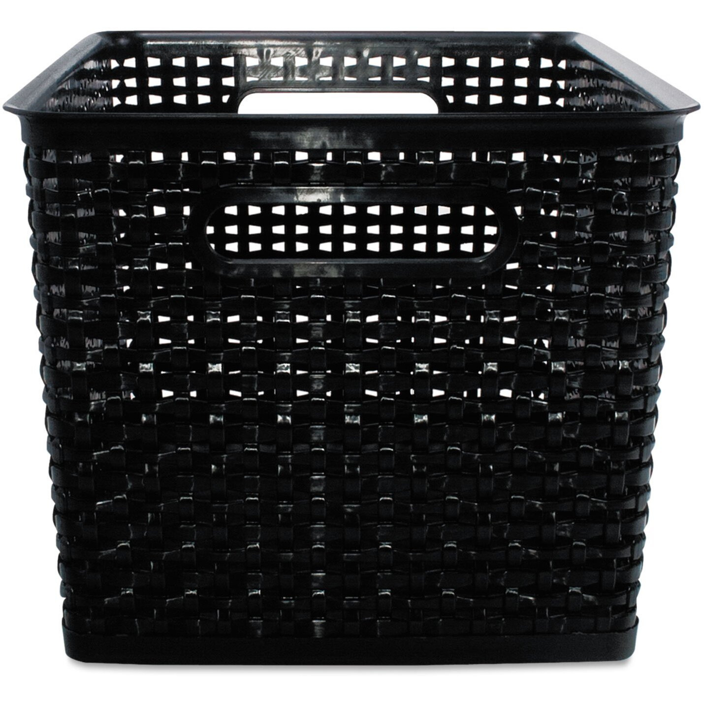 Plastic Weave Bin, Large, Black (2-Pack)