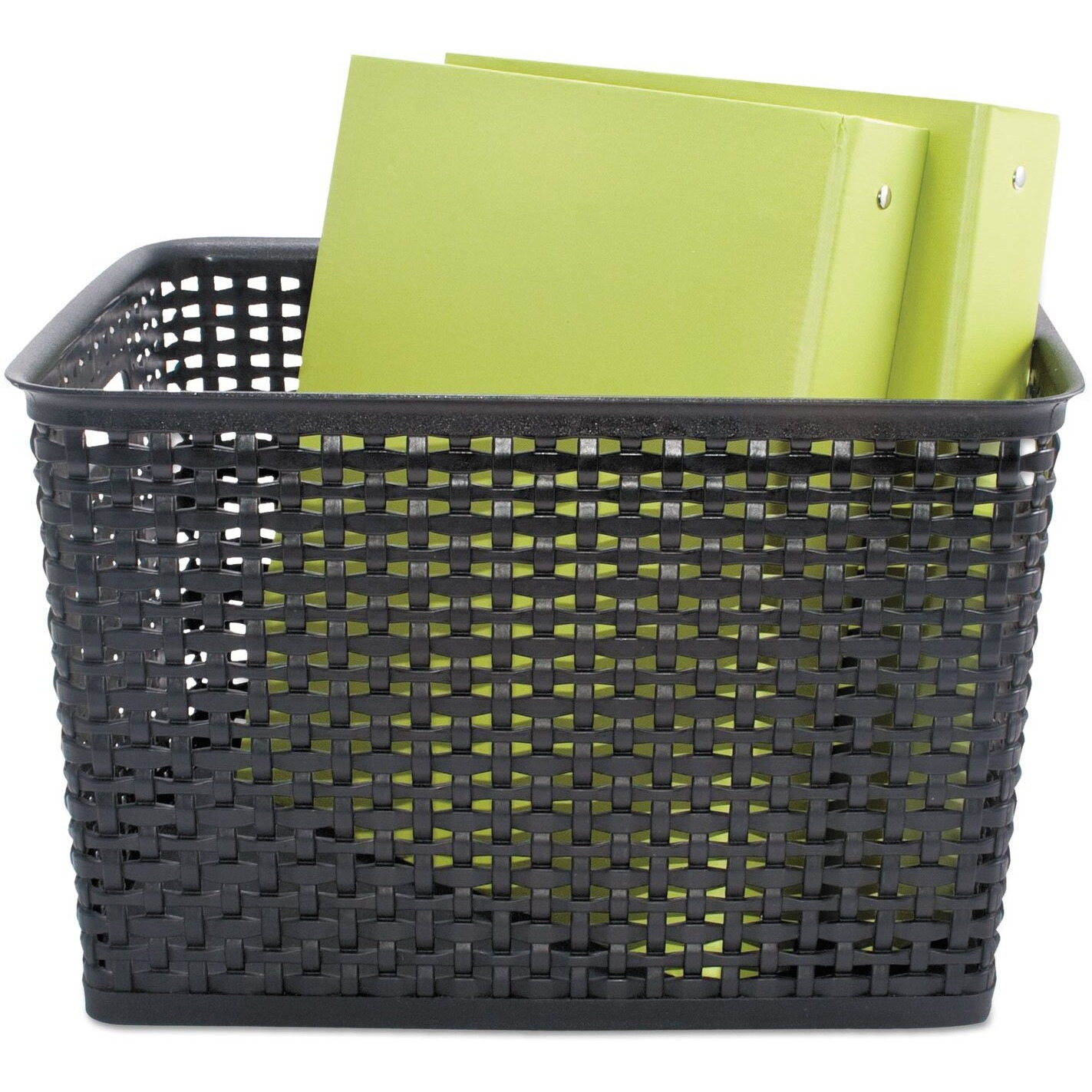 Plastic Weave Bin, Large, Black (2-Pack)