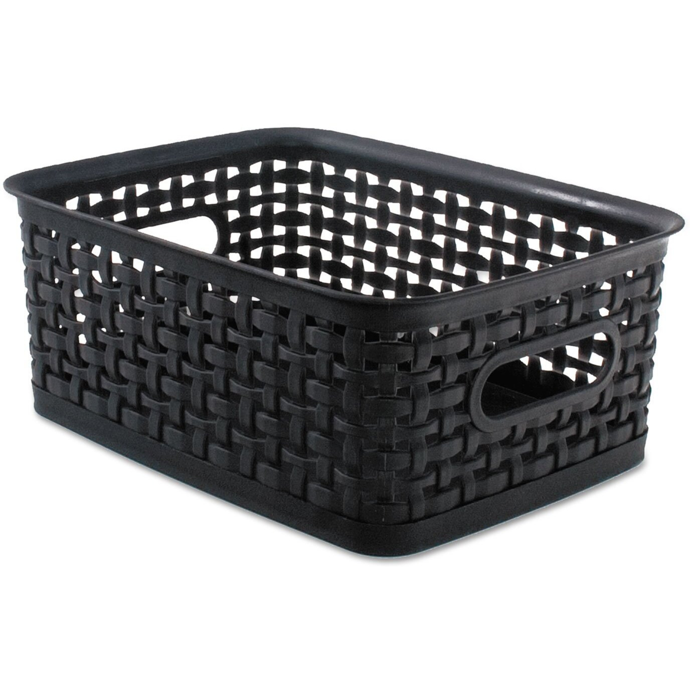 Plastic Weave Bin, Small, Black (3-Pack)