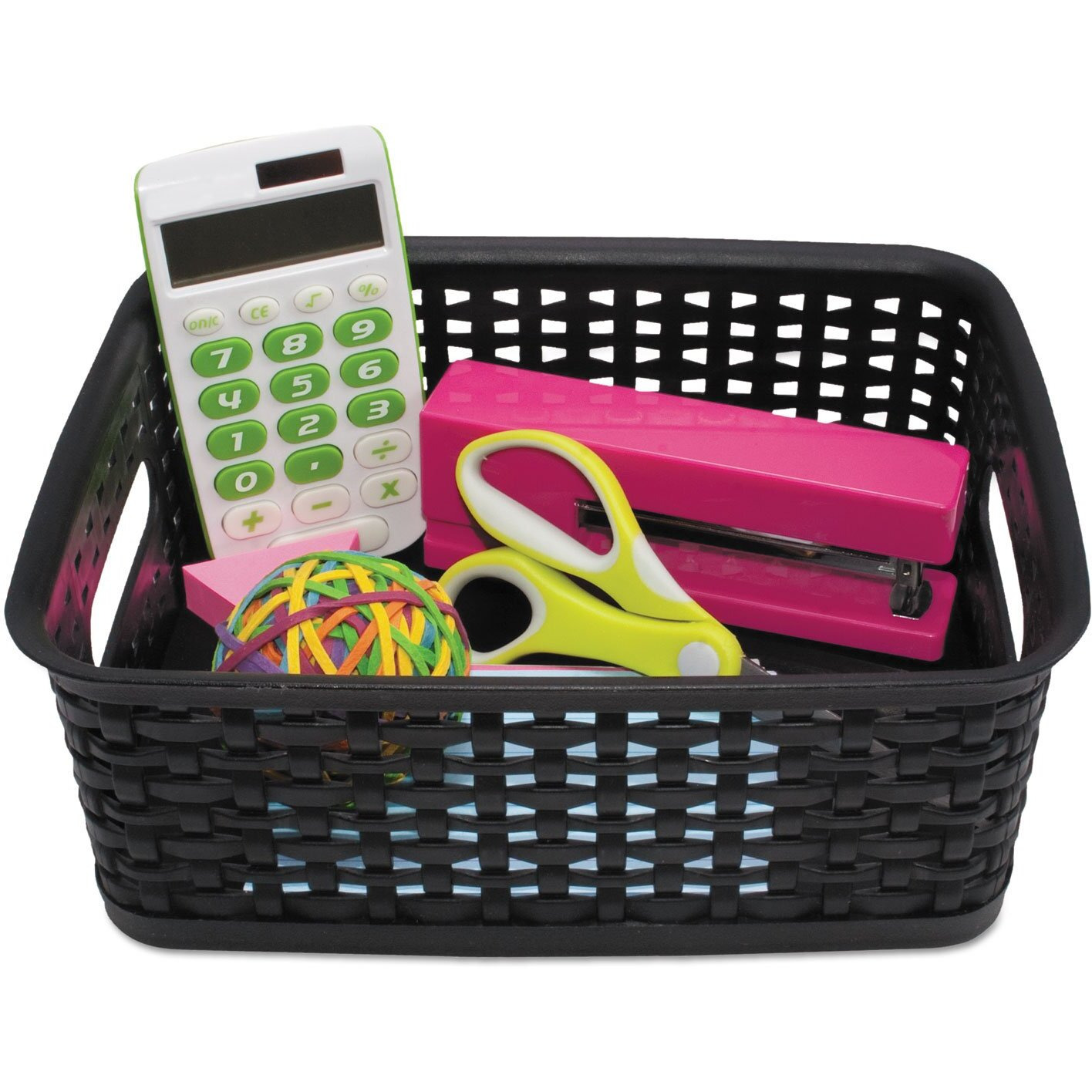 Plastic Weave Bin, Small, Black (3-Pack)