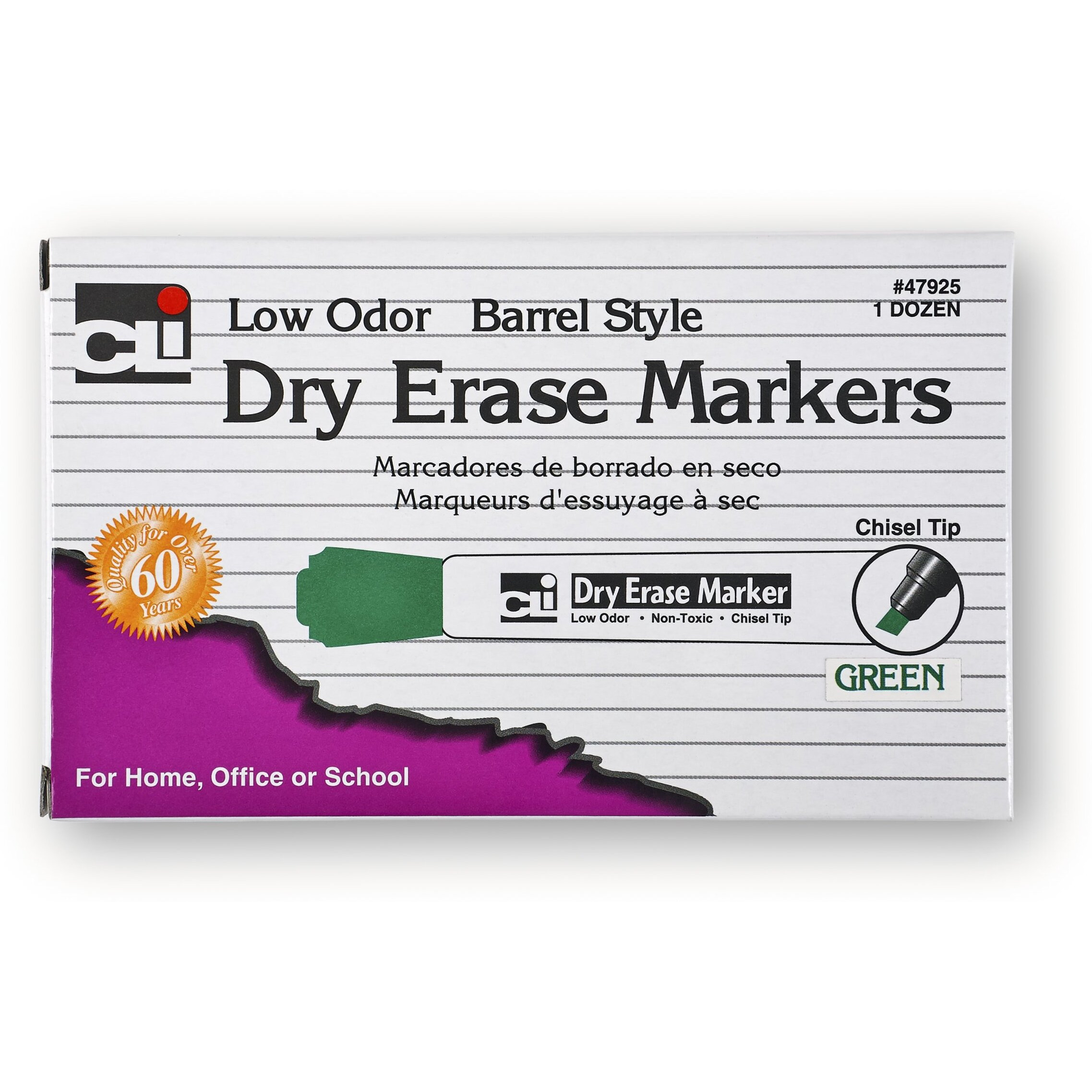 12CT DRY ERASE MARKERS GREEN CHISEL