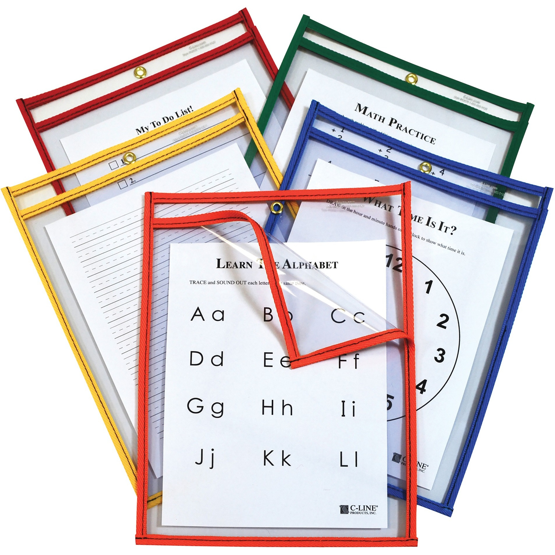 Super Heavyweight Plus Dry Erase Pockets, Assorted Primary Colors, 9 x 12, 25/BX, 42620