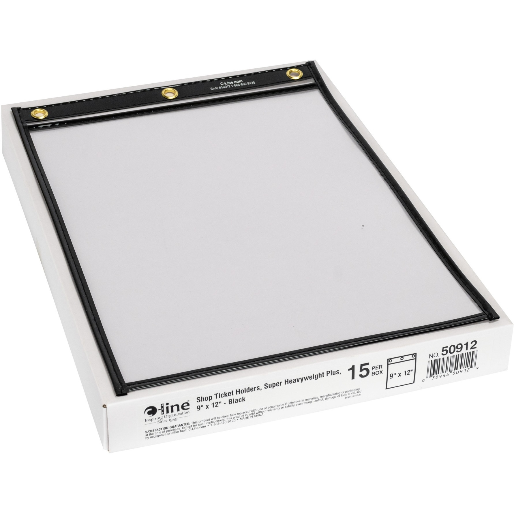 Heavy Duty Super Heavyweight Plus Stitched Shop Ticket Holder, Black, 9x12, 15/BX, 50912