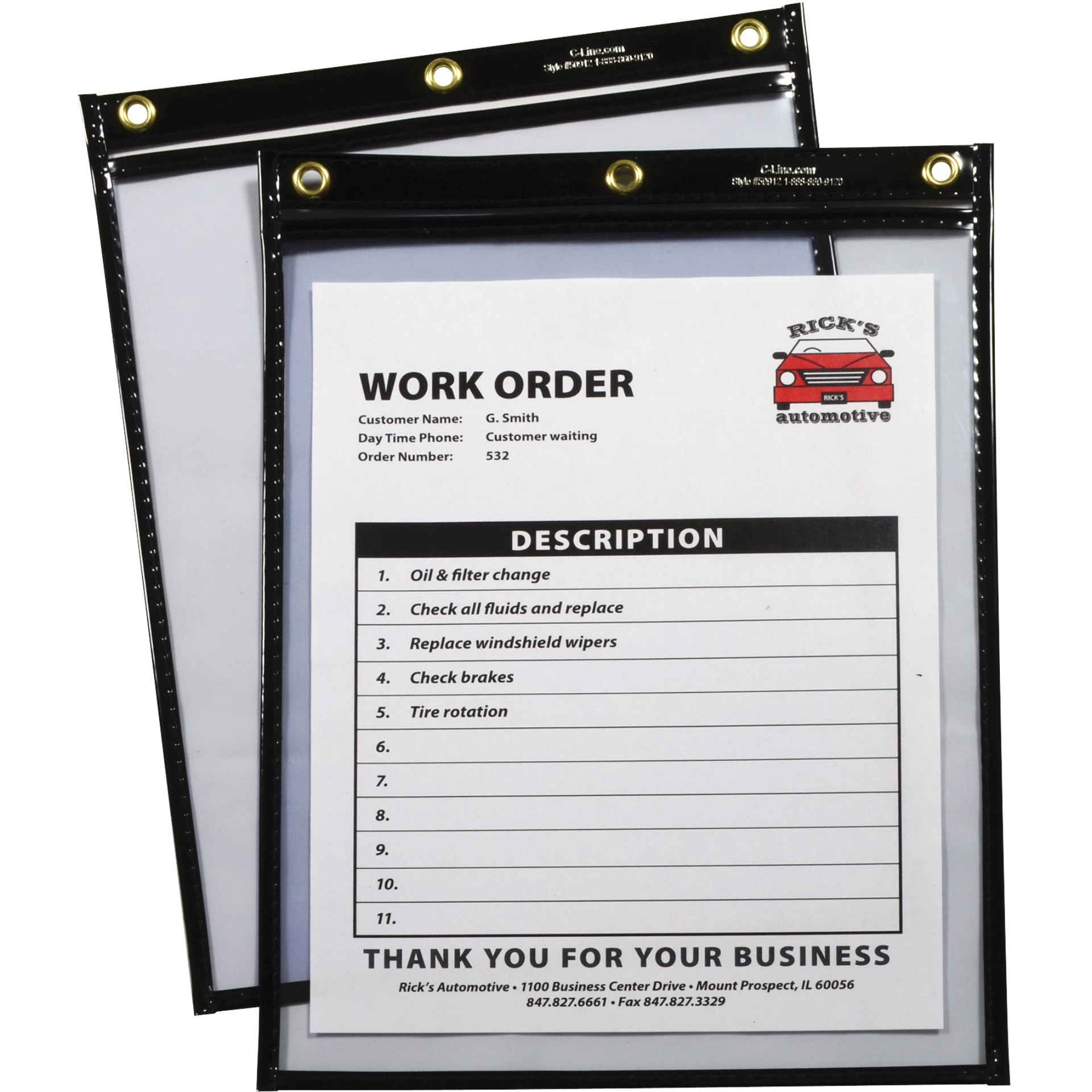 Heavy Duty Super Heavyweight Plus Stitched Shop Ticket Holder, Black, 9x12, 15/BX, 50912