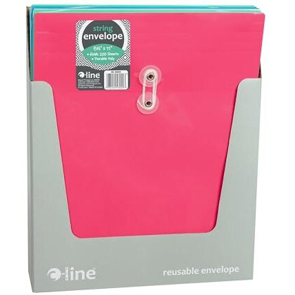 Reusable Poly Envelope with String Closure, Top Load, Assorted Colors (Color May Vary) (Set of 24 Envelopes)
